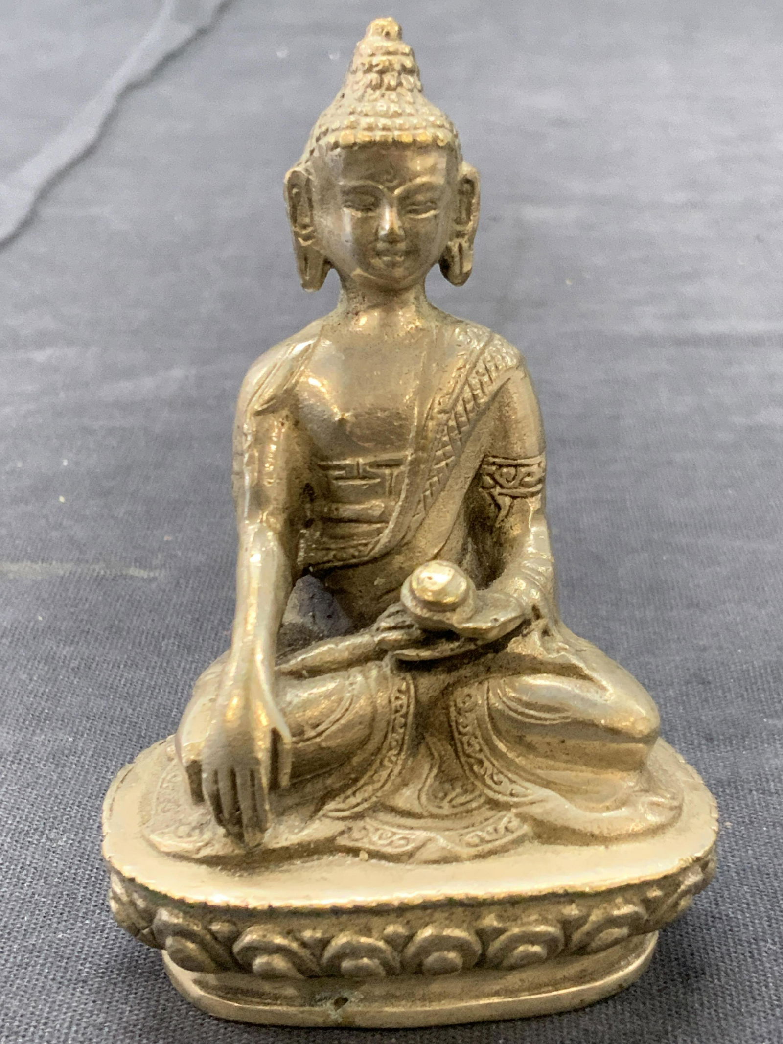 Silver Toned 2 Inch Brass Buddha Figure (1 of 8)