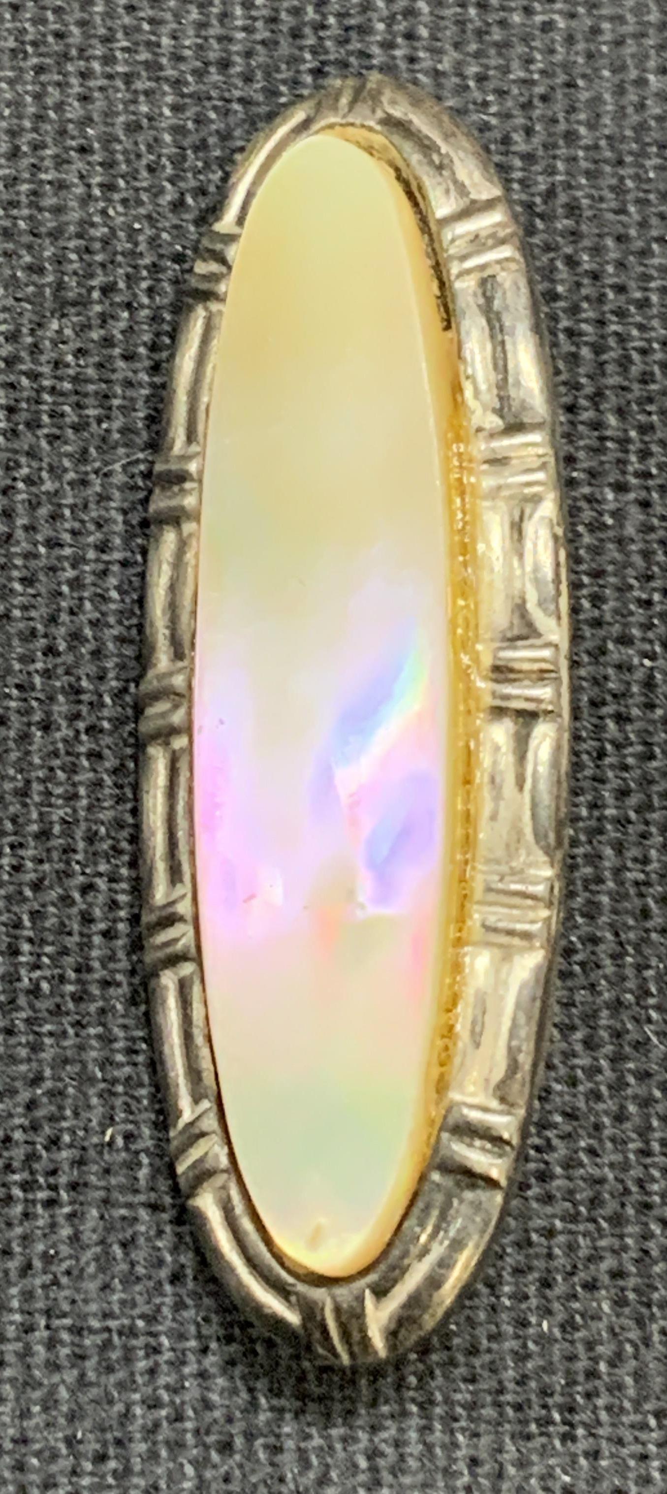 Antique Silver Tone Mother of Pearl Brooch (1 of 6)