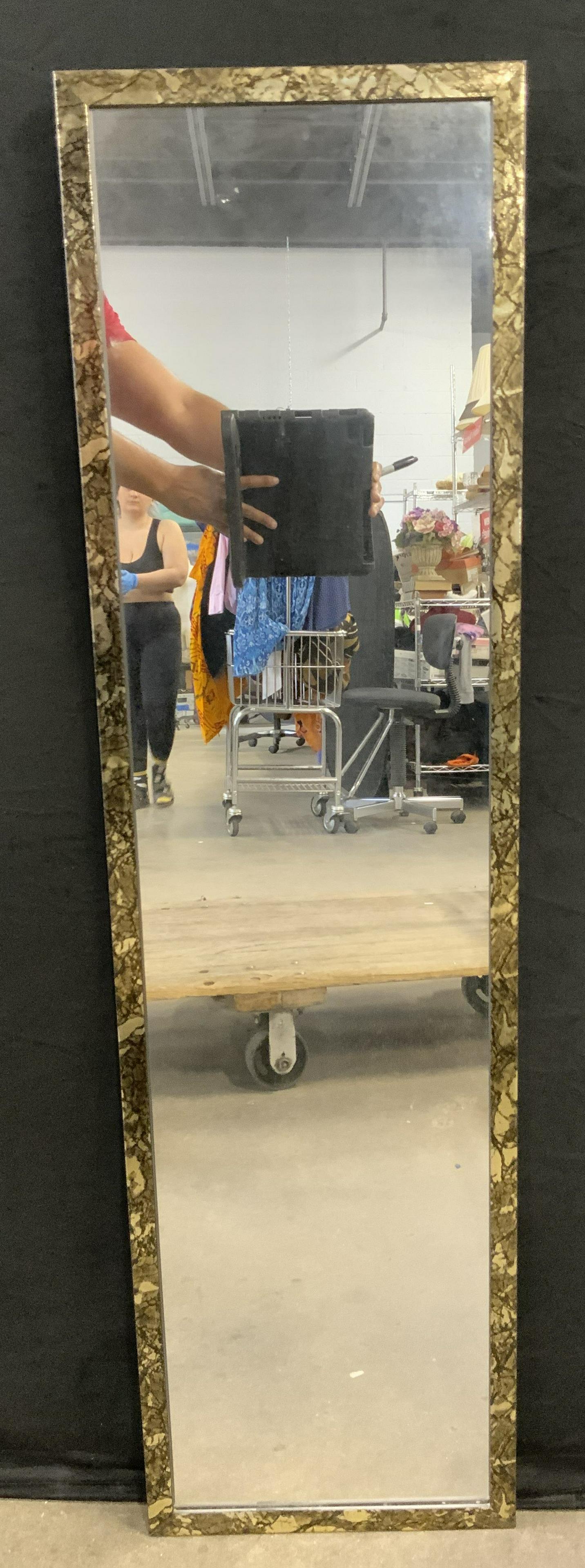 Vertical Wall Mirror W Metallic Crackled Frame (1 of 6)