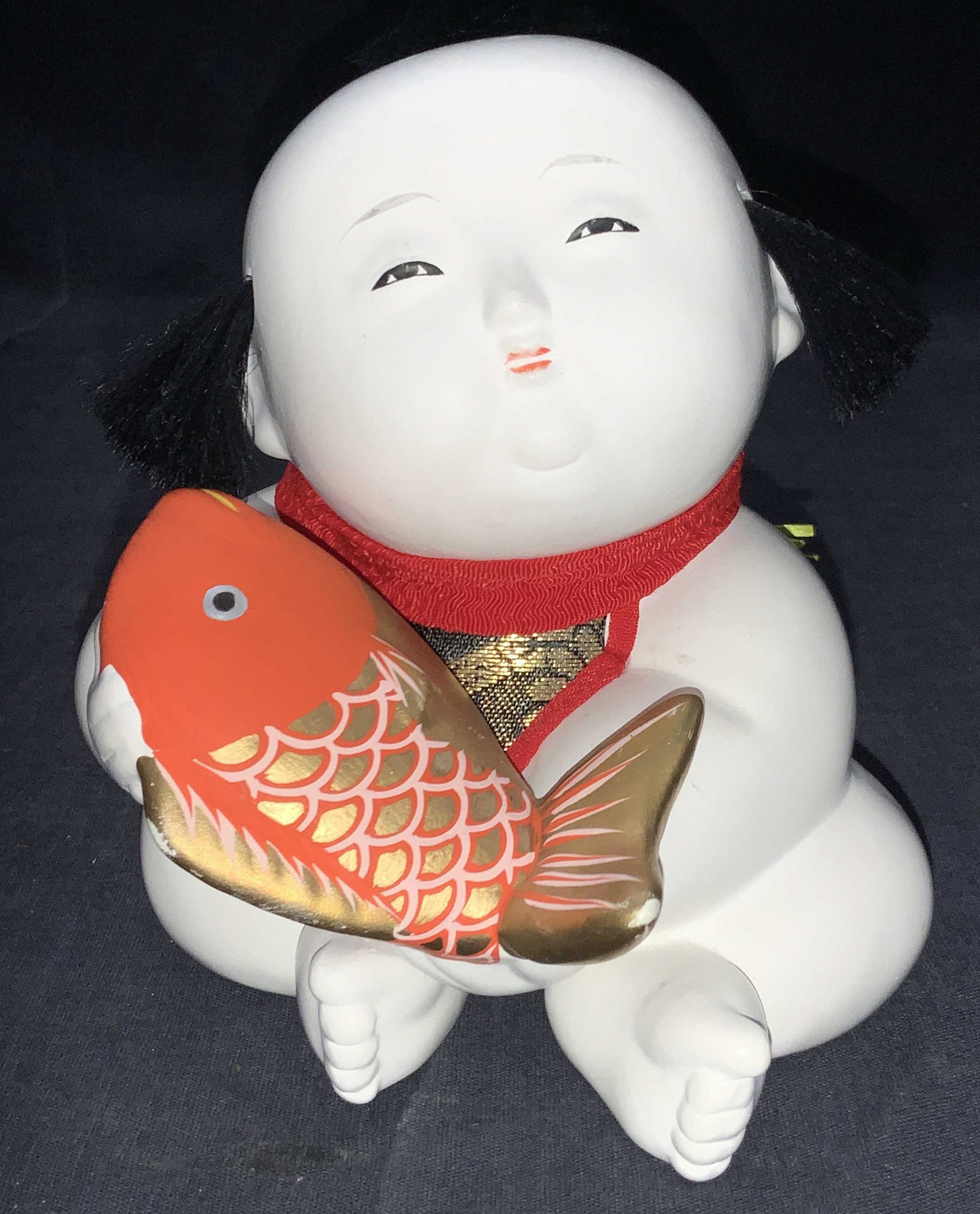 Asian Ceramic Baby W Koi Fish Figure (1 of 8)