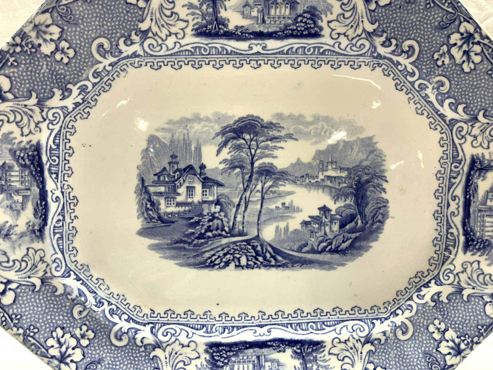 JWE Co Lucerne Blue & White Porcelain Platter (1 of 5)