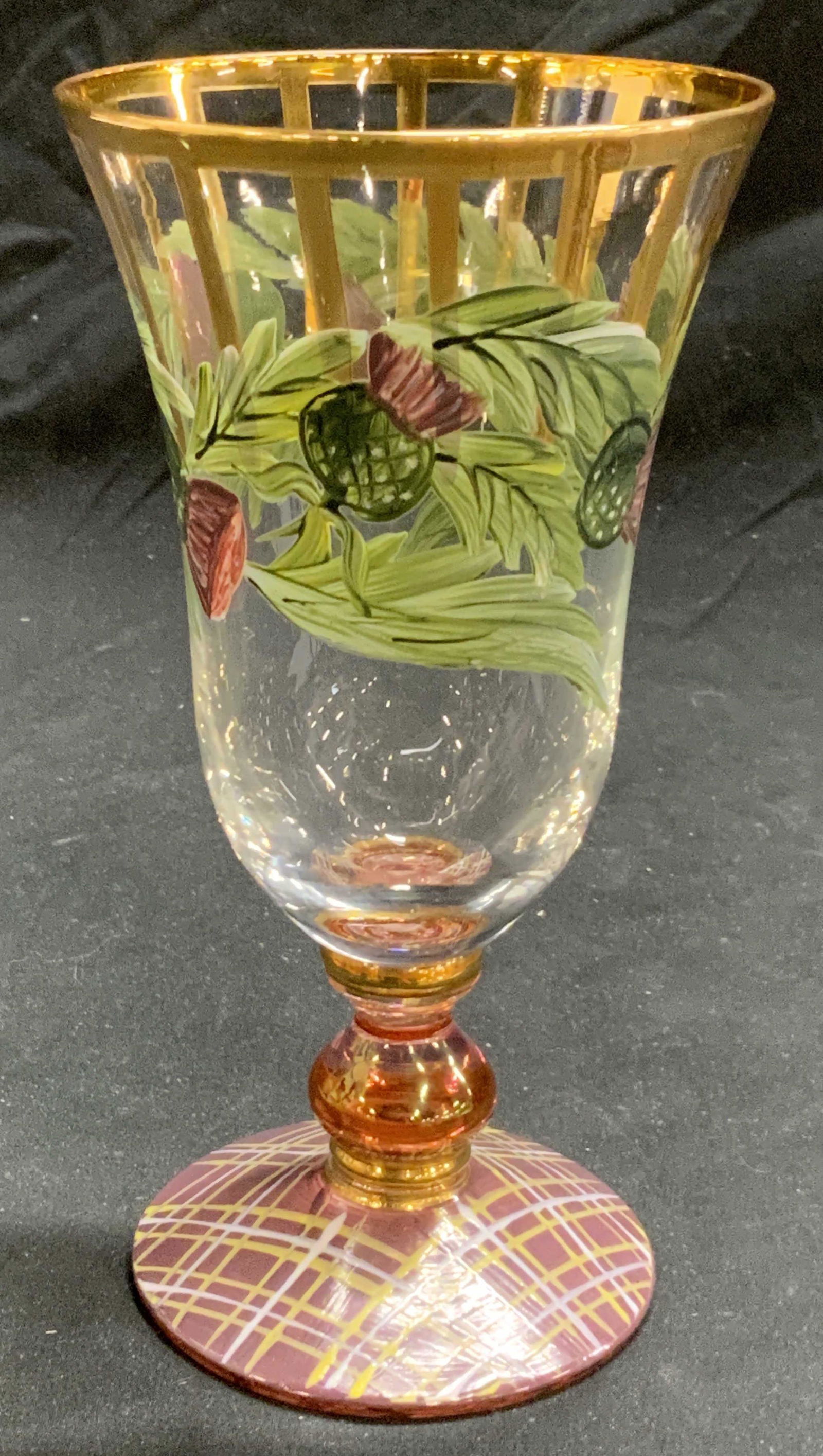 MACKENZIE CHILDS Hand Painted Glassware (1 of 7)