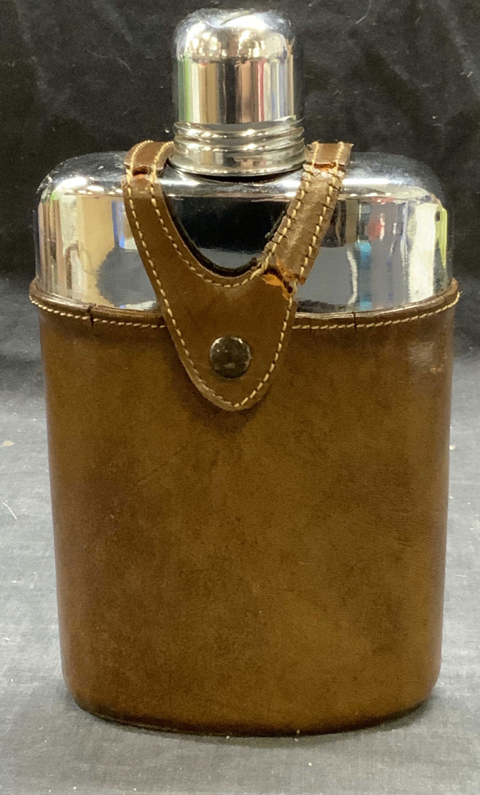 Vintage Glass, Silver Plate & Leather Flask (1 of 7)