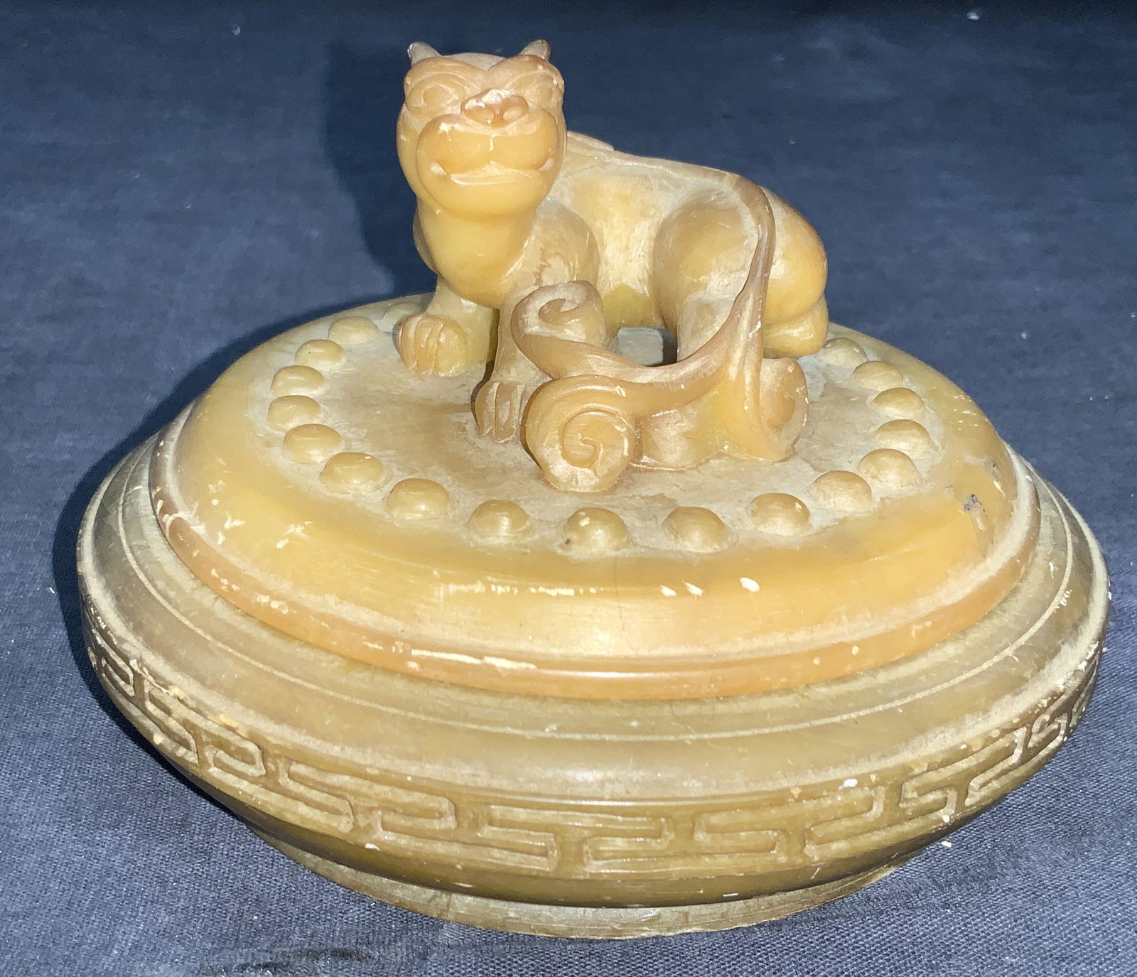 Vintage Carved Marble Onyx Foo Dog Vessel (1 of 9)
