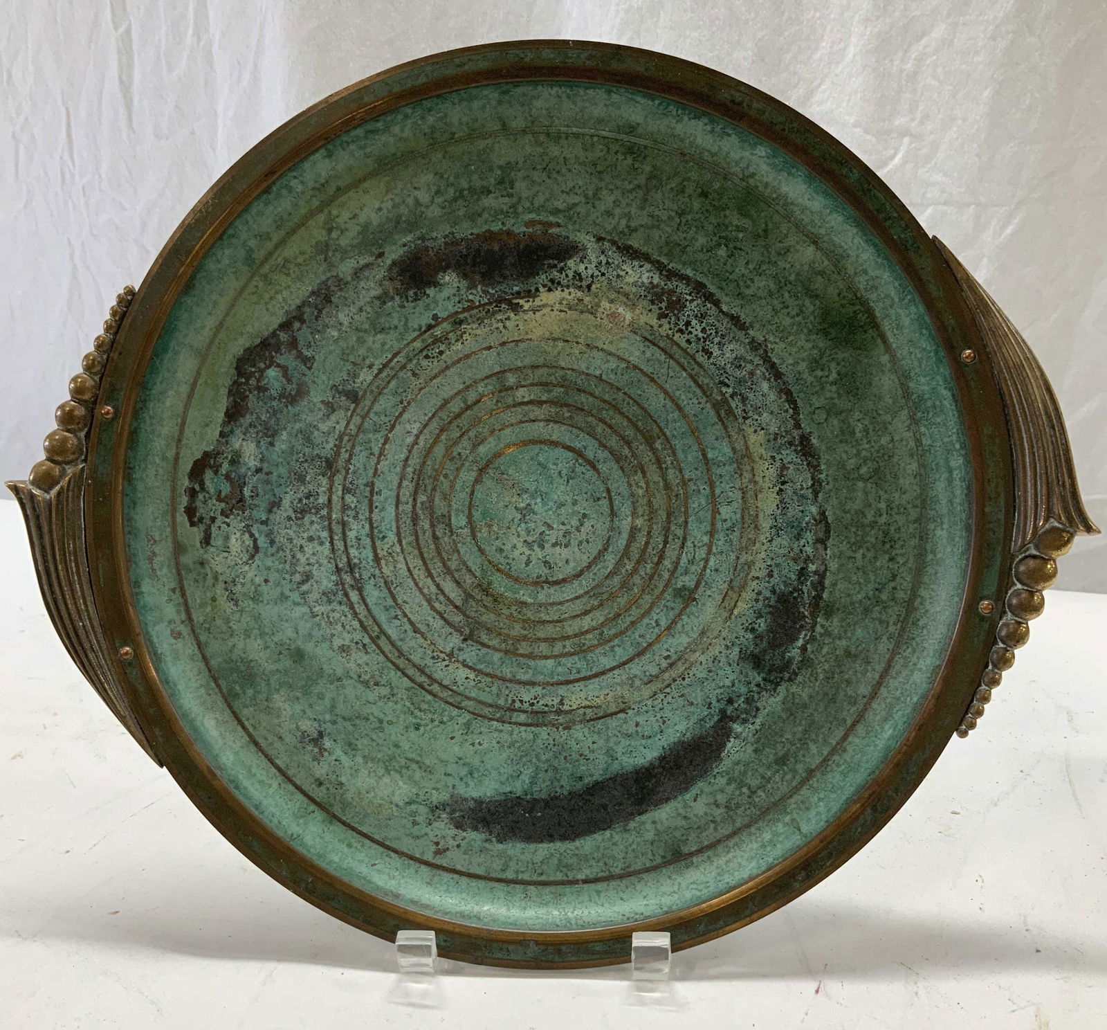Carl Sorenson Sign Verdigris Patina Bronze Platter (1 of 6)