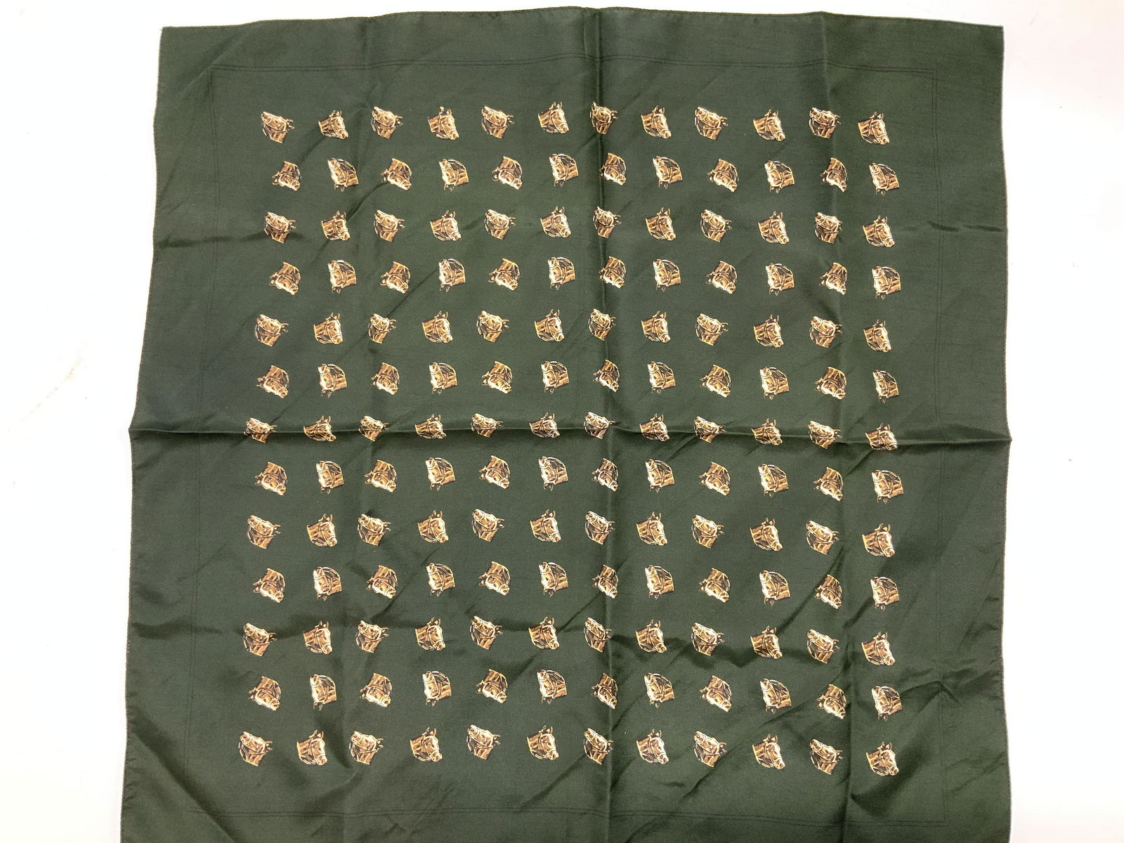 Horse Motif Silk Neck Scarf, England (1 of 6)