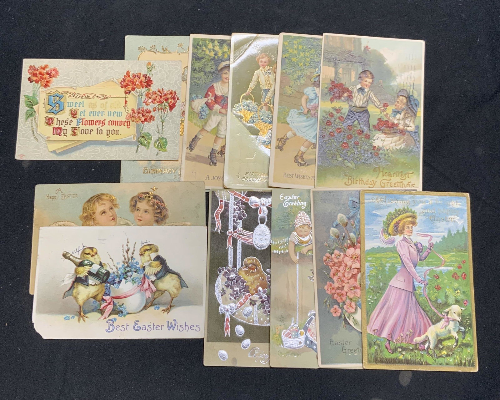 Group 12 Antique Birthday & Easter Postcards (1 of 9)