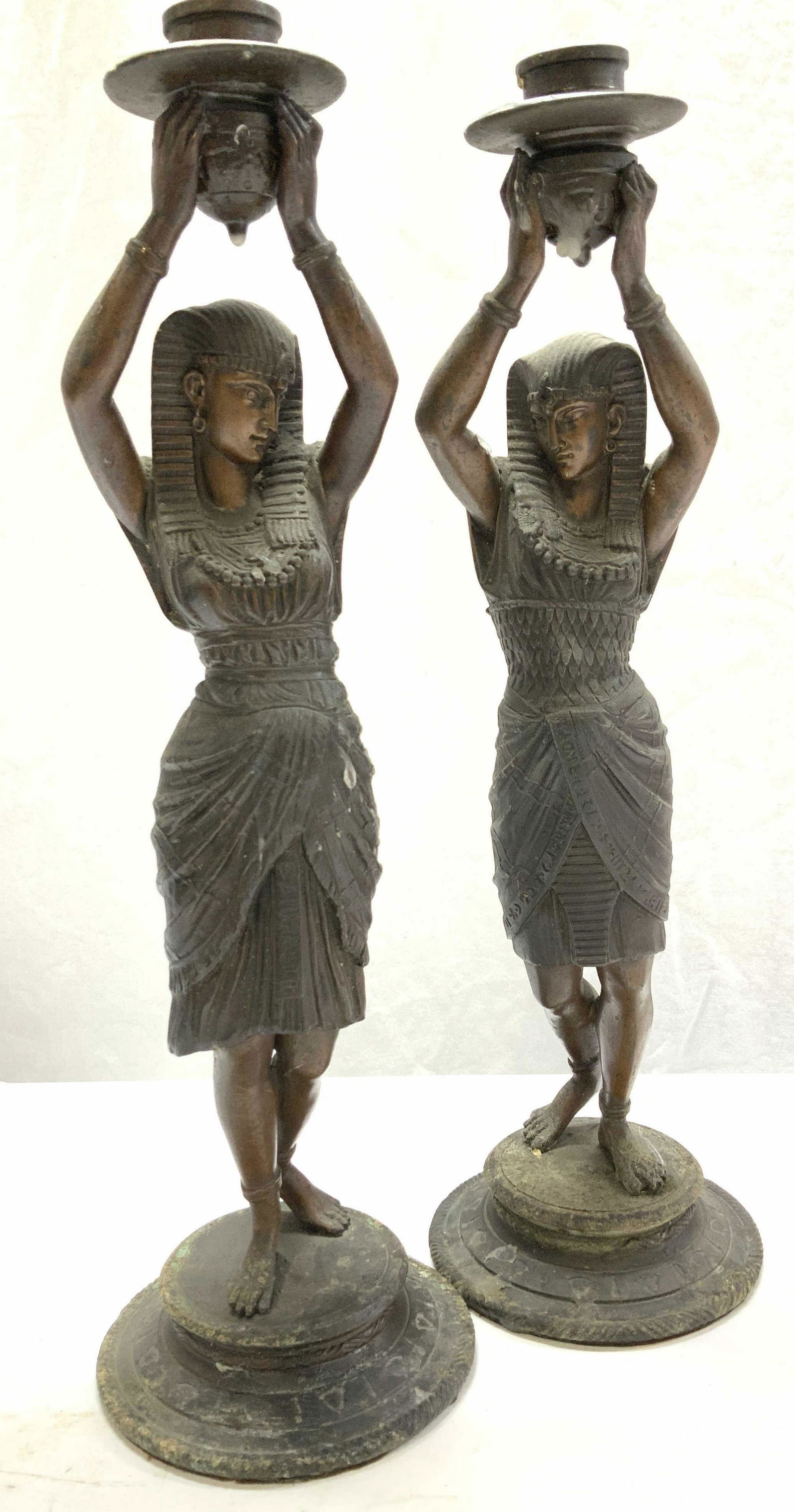 Pr Egyptian Pharaoh Bronzed Copper Candle Holders (1 of 9)