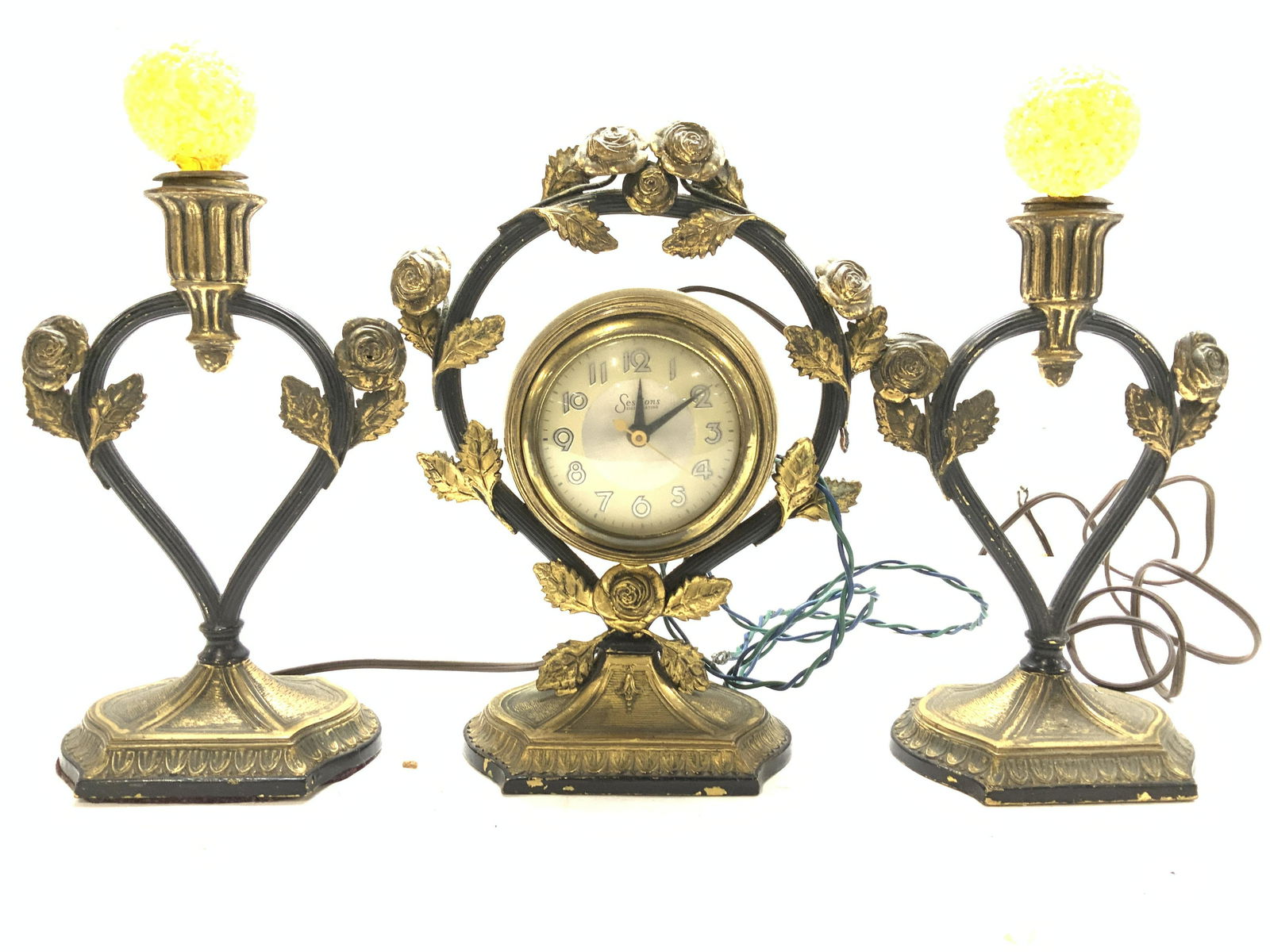SESSIONS Ormolu Gilt Bronze 3 Pc Garniture Set USA (1 of 10)