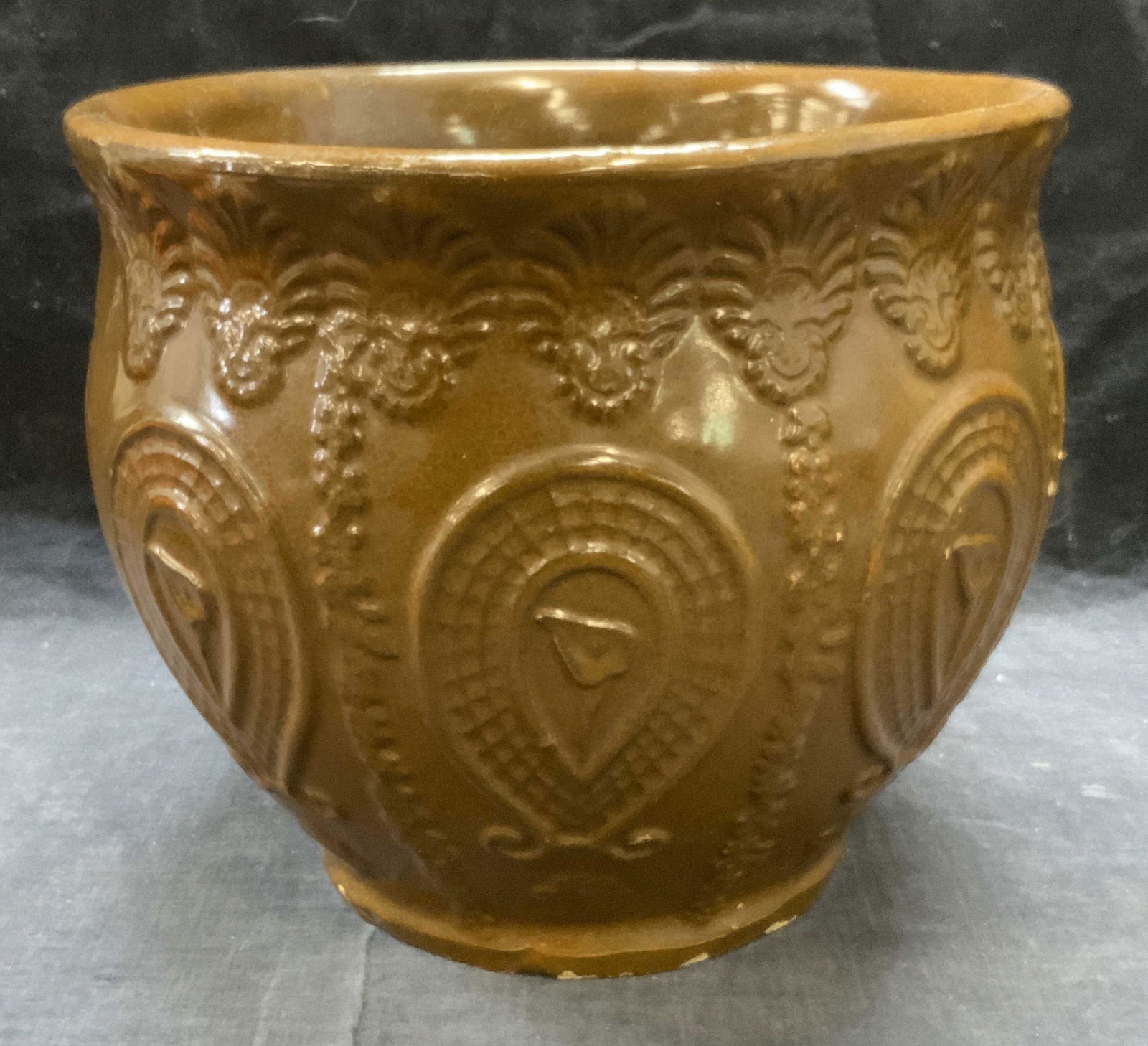 Vintage Brown Glazed Pottery Planter (1 of 6)