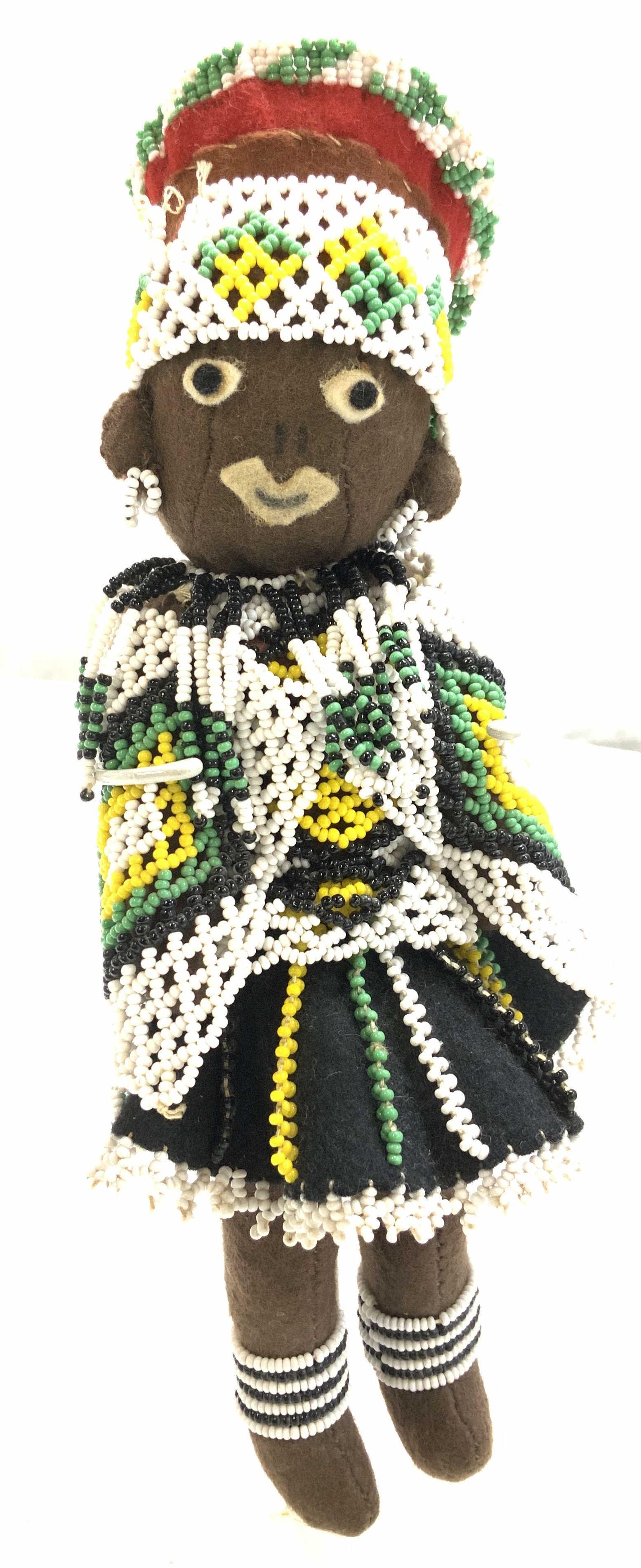 Handmade and Beaded Africana Doll w Stand (1 of 7)