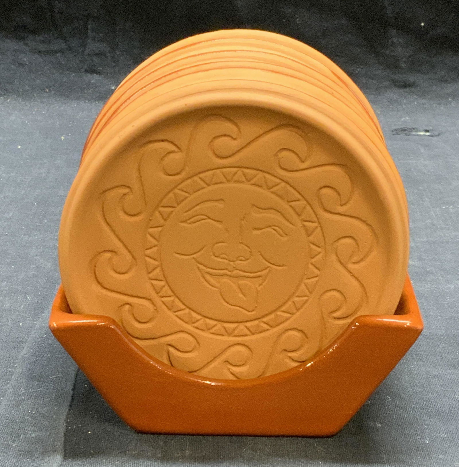 Set 6 WIELAND WARE Terracotta Sun Coasters (1 of 6)