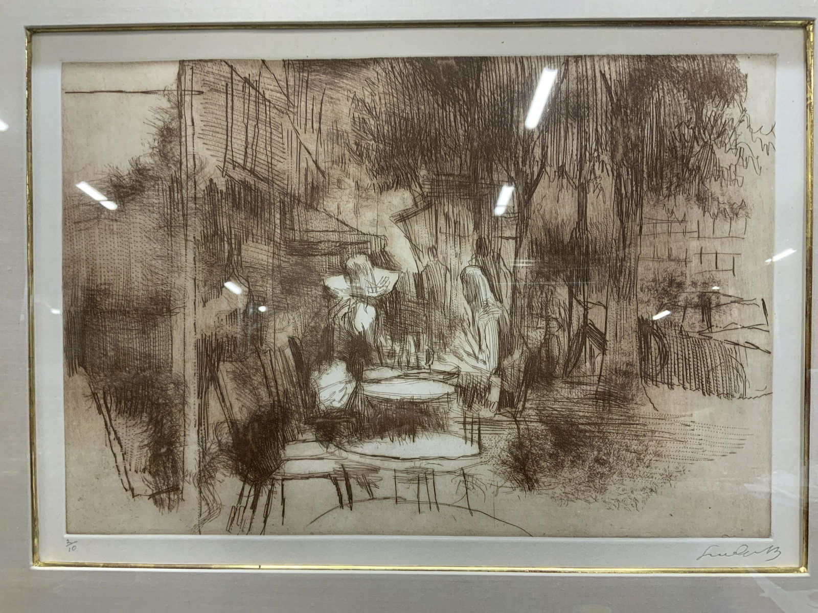 Signed Limited Edition Women in Cafe Etching (1 of 6)