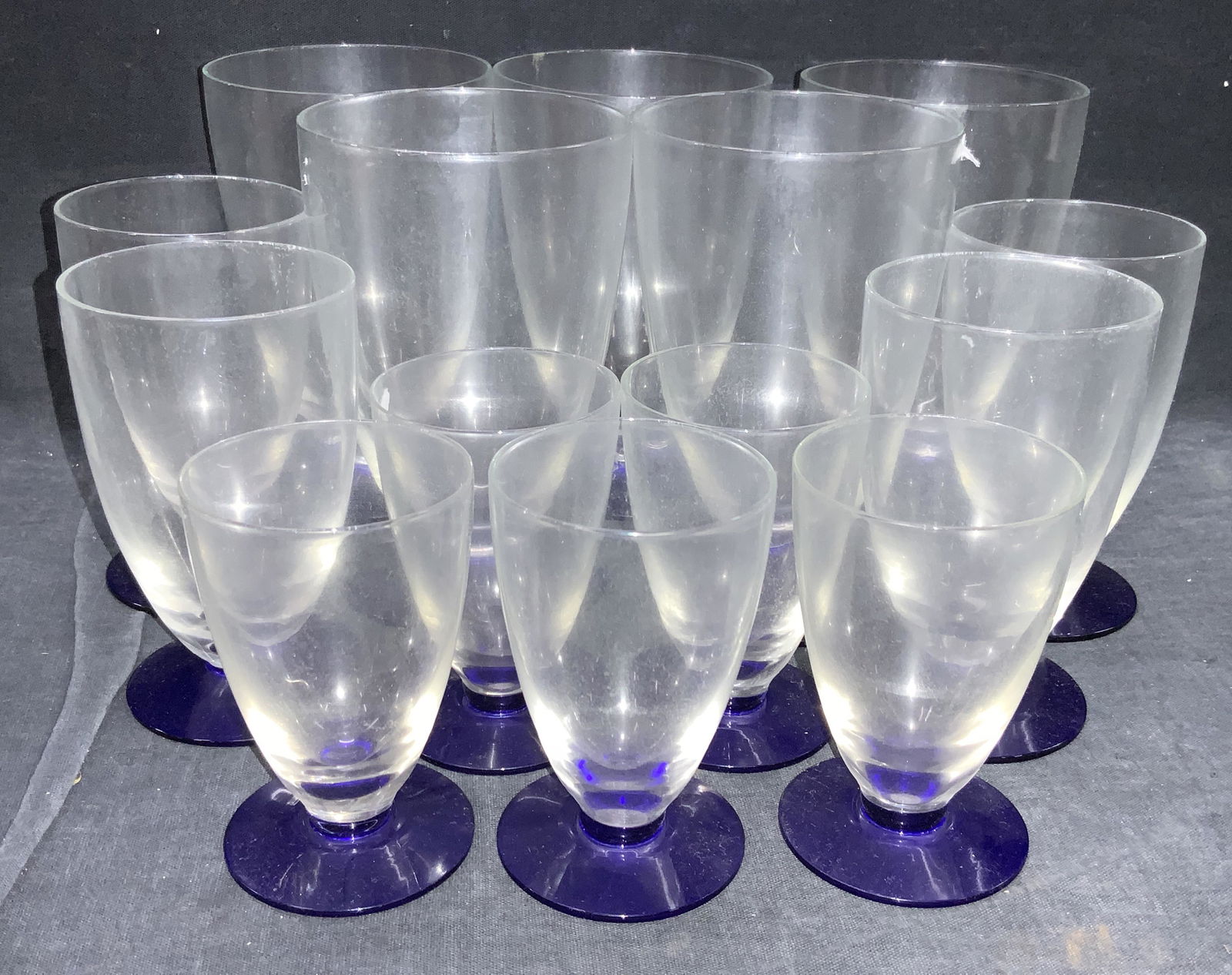 Set 14 Cobalt & Clear Drinking Glasses (1 of 6)
