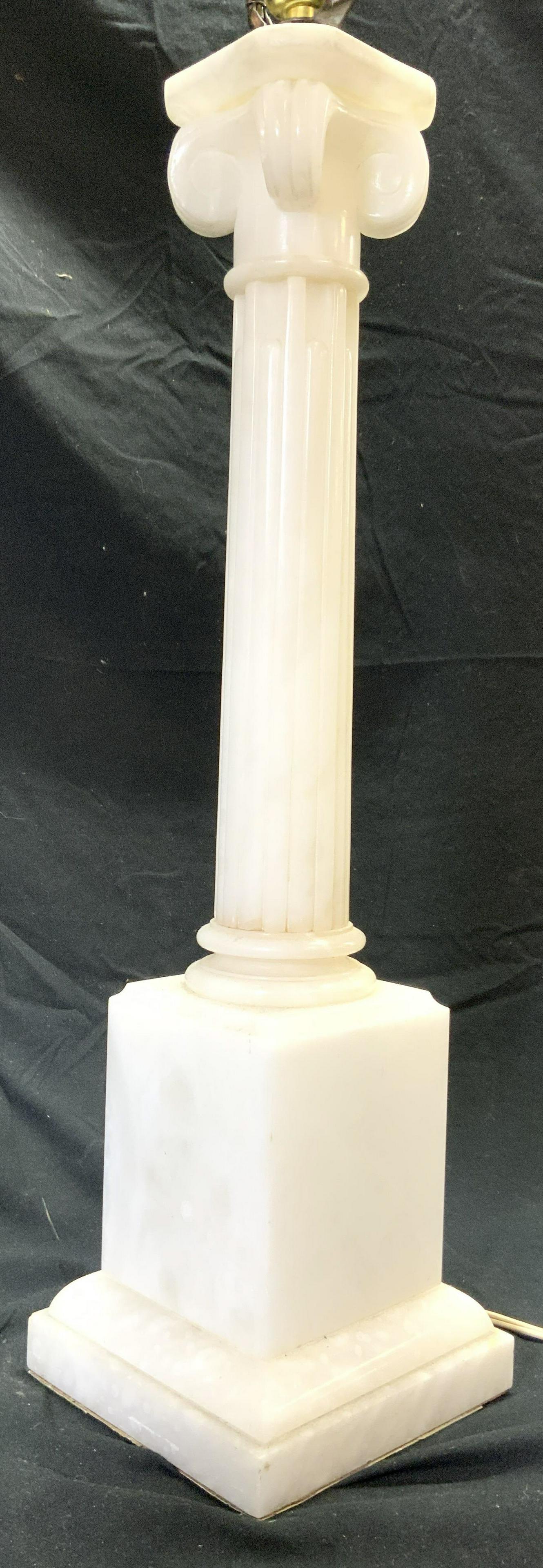 Mid Century Neoclassical White Marble Column Lamp (1 of 6)