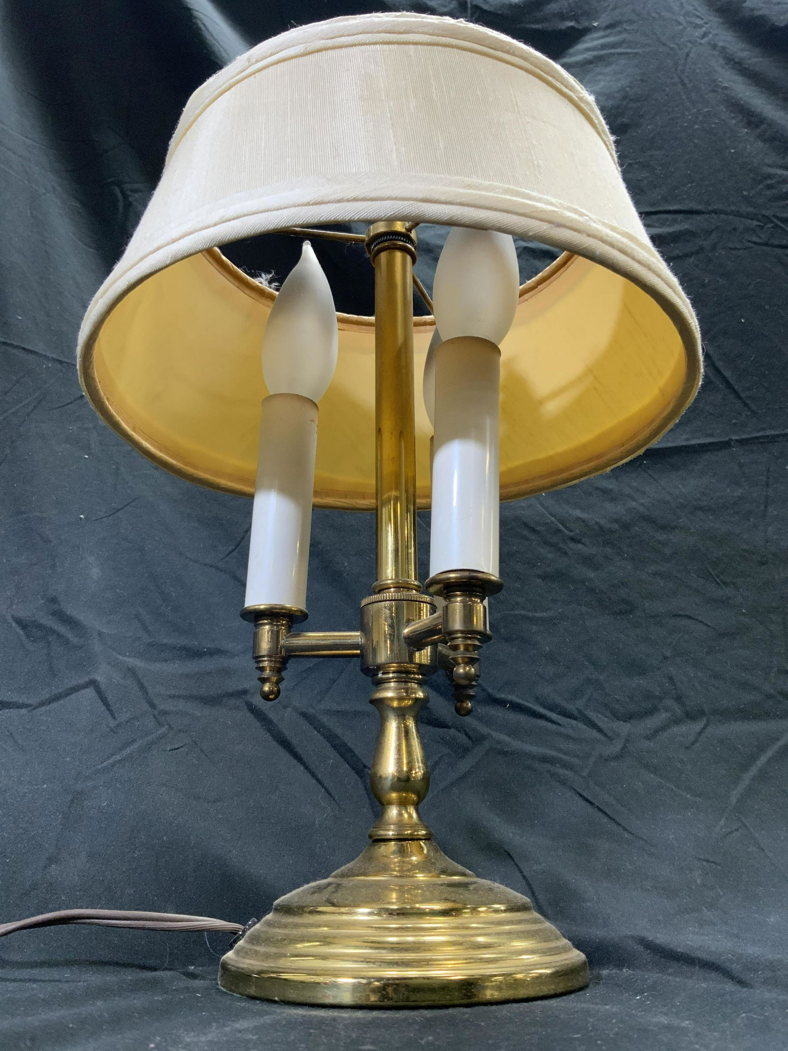 Vintage French Bouillotte 3 Arm Brass Table Lamp (1 of 6)