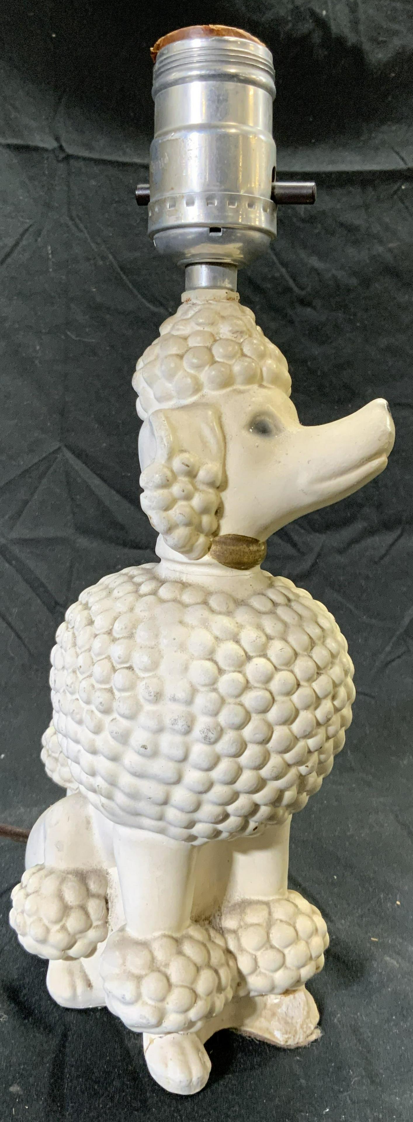 Vintage Plaster Seated Poodle Dog Lamp (1 of 7)
