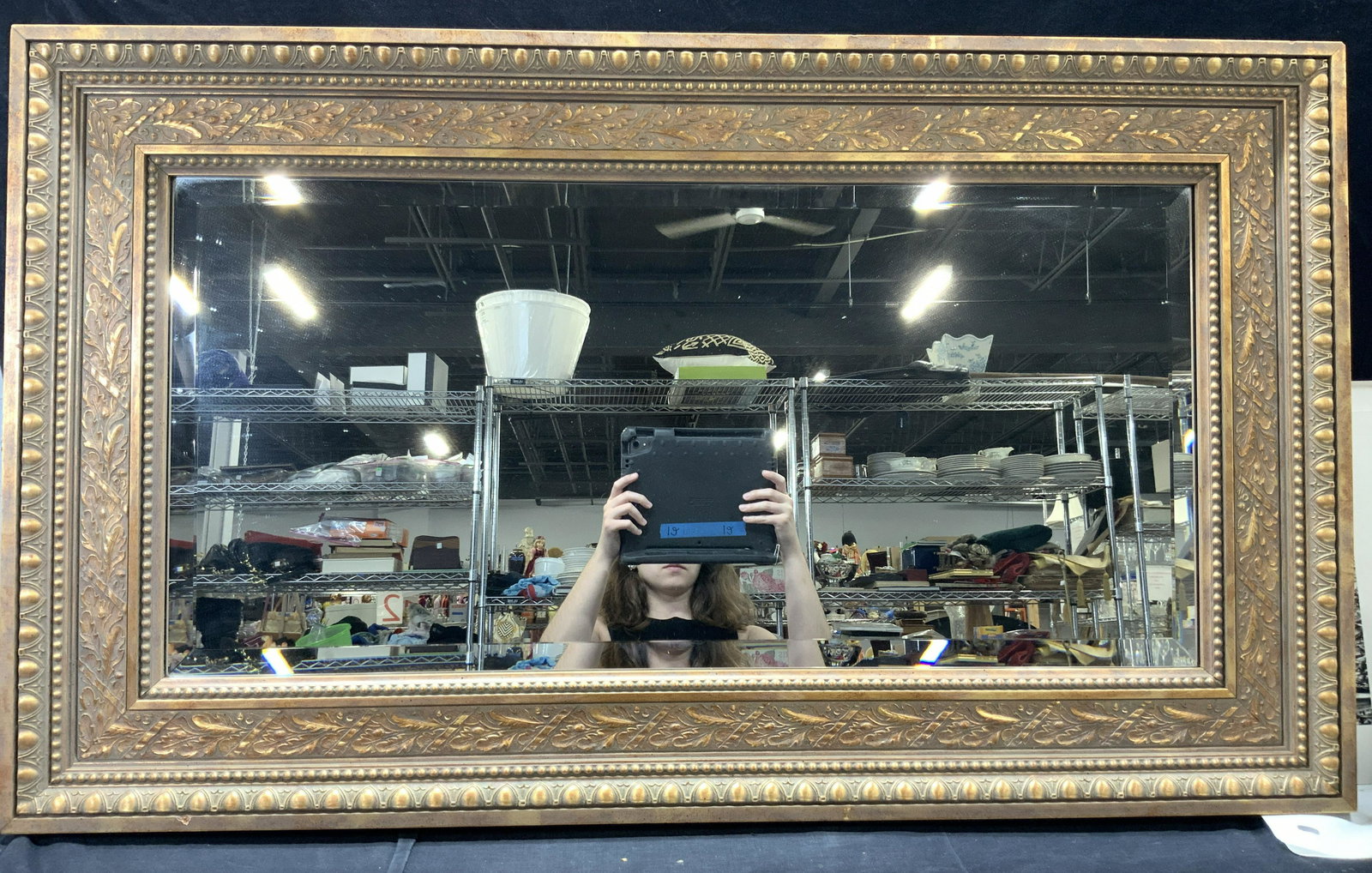 French Style Metal Leaf Beveled Glass Wall Mirror (1 of 7)