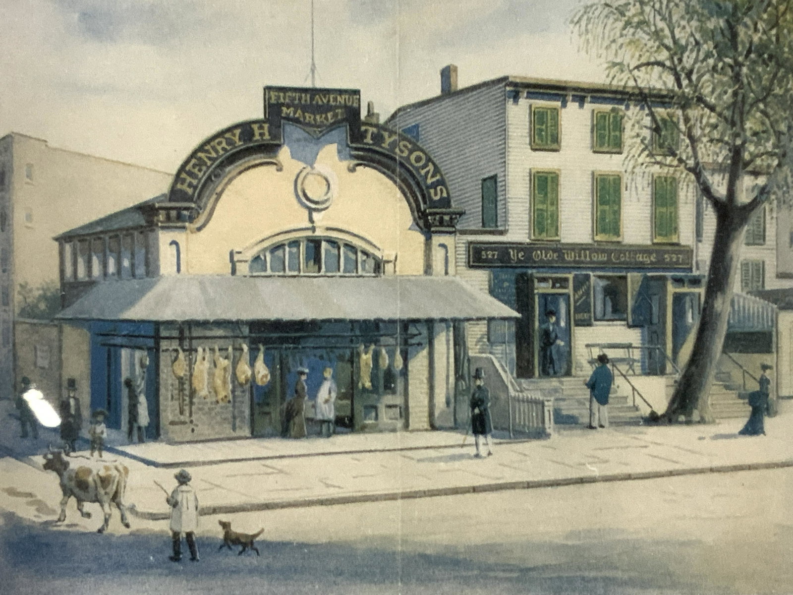 Vintage Ye Olde Willow Cottage Colored Etching (1 of 7)