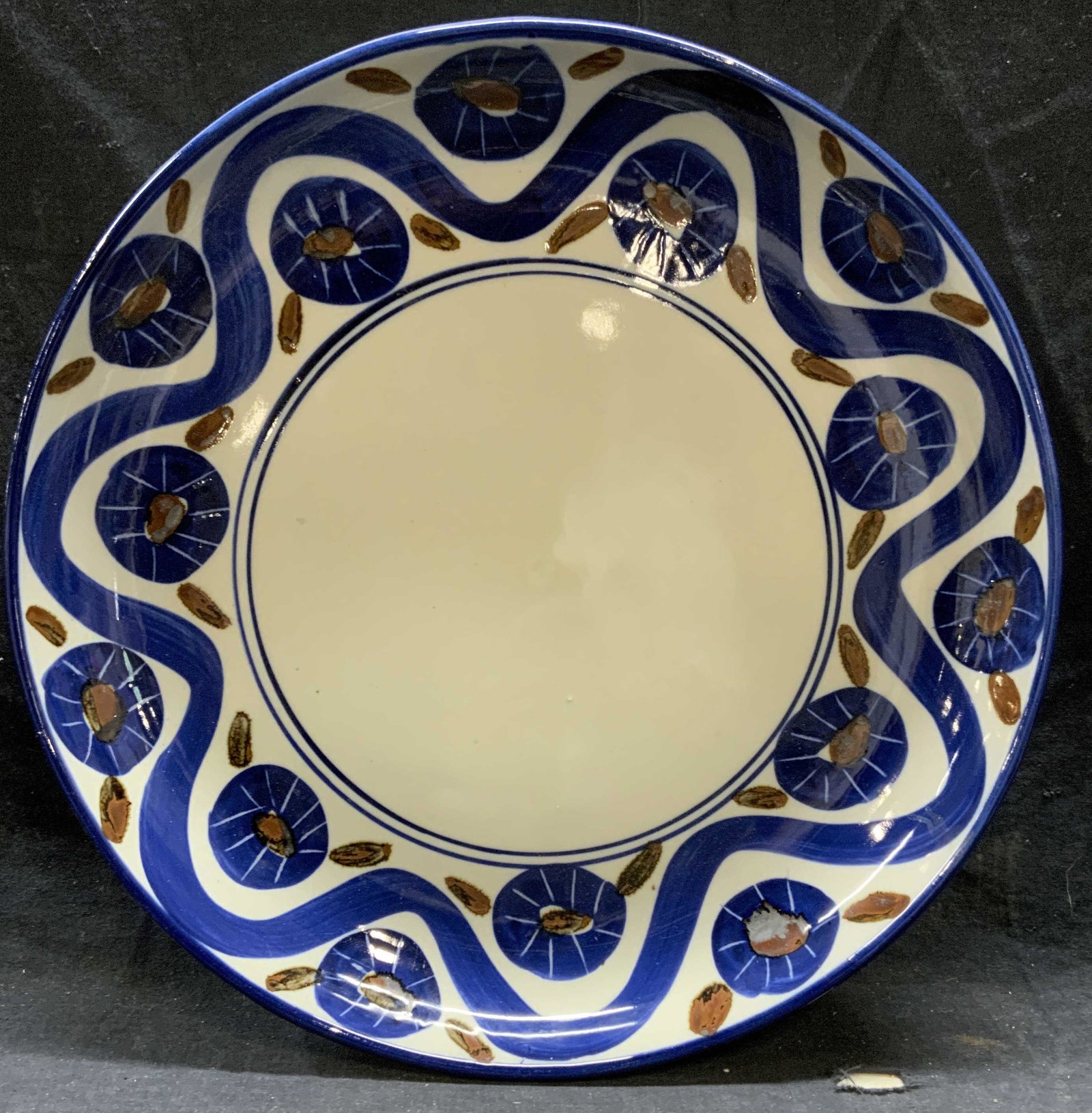 DANSK Blue Ceramic Centerpiece Bowl, Japan (1 of 6)