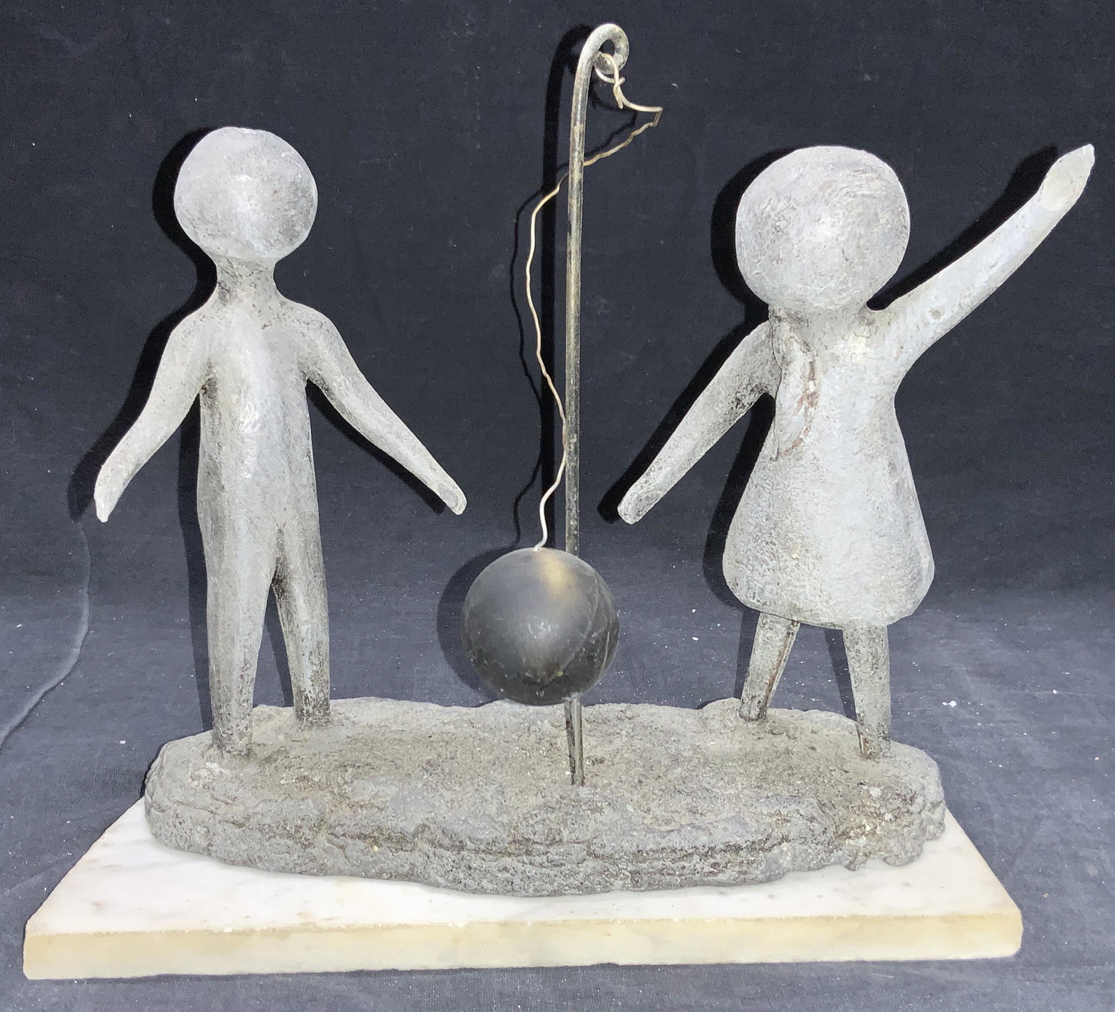 Signed  Children Playing Tether Ball Sculpture (1 of 7)