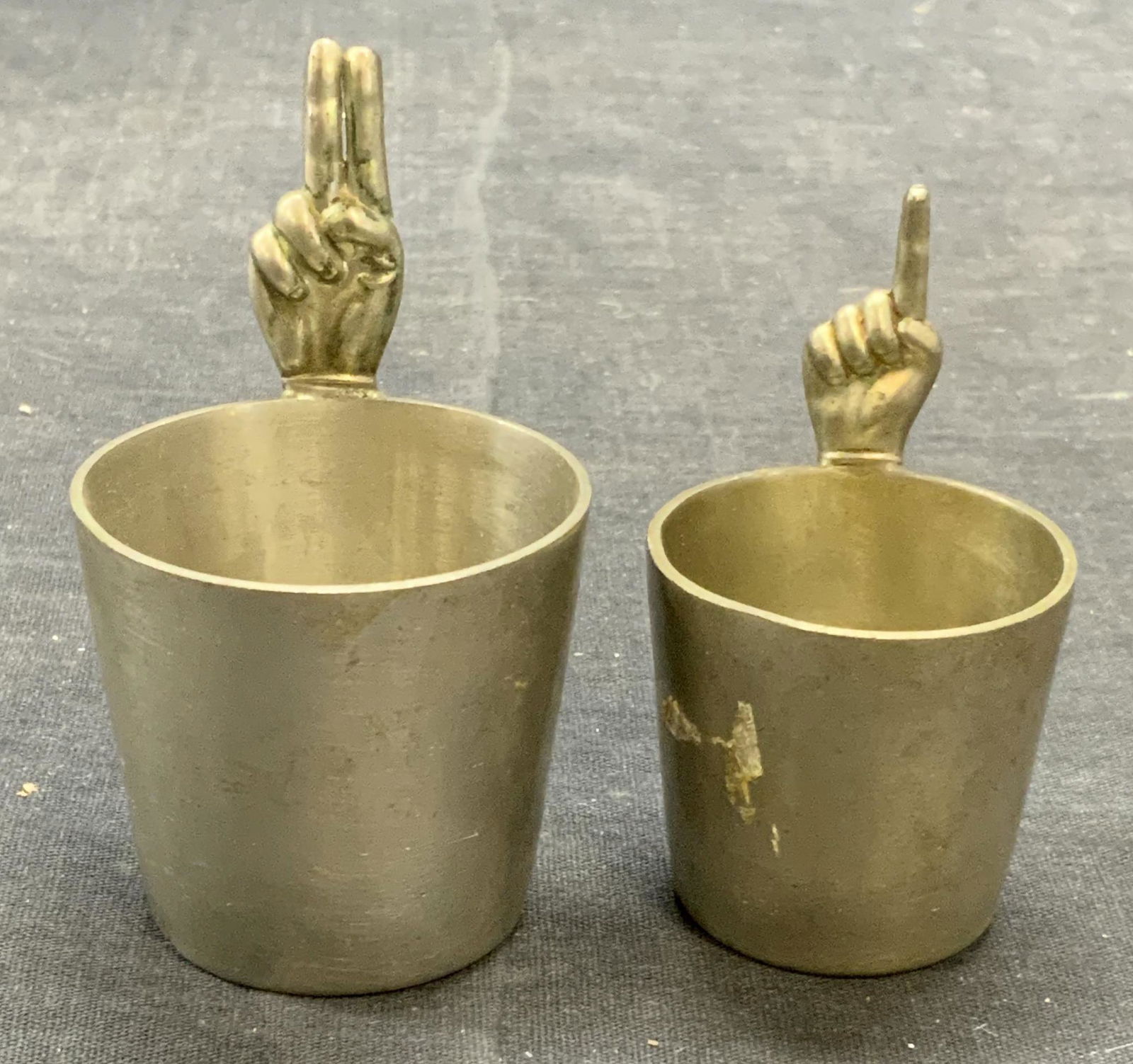 Vintage James Dixon Finger Pewter Jiggers England (1 of 9)