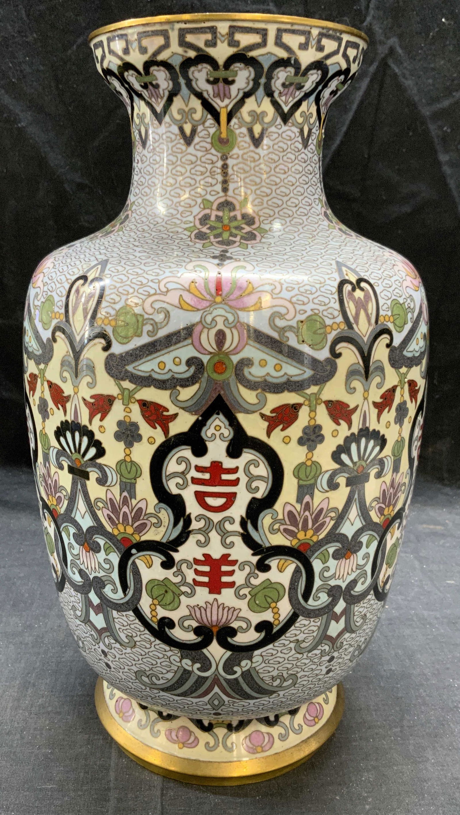 Jingfa Cloisonne Gilt Enamel Brass Vase Auction