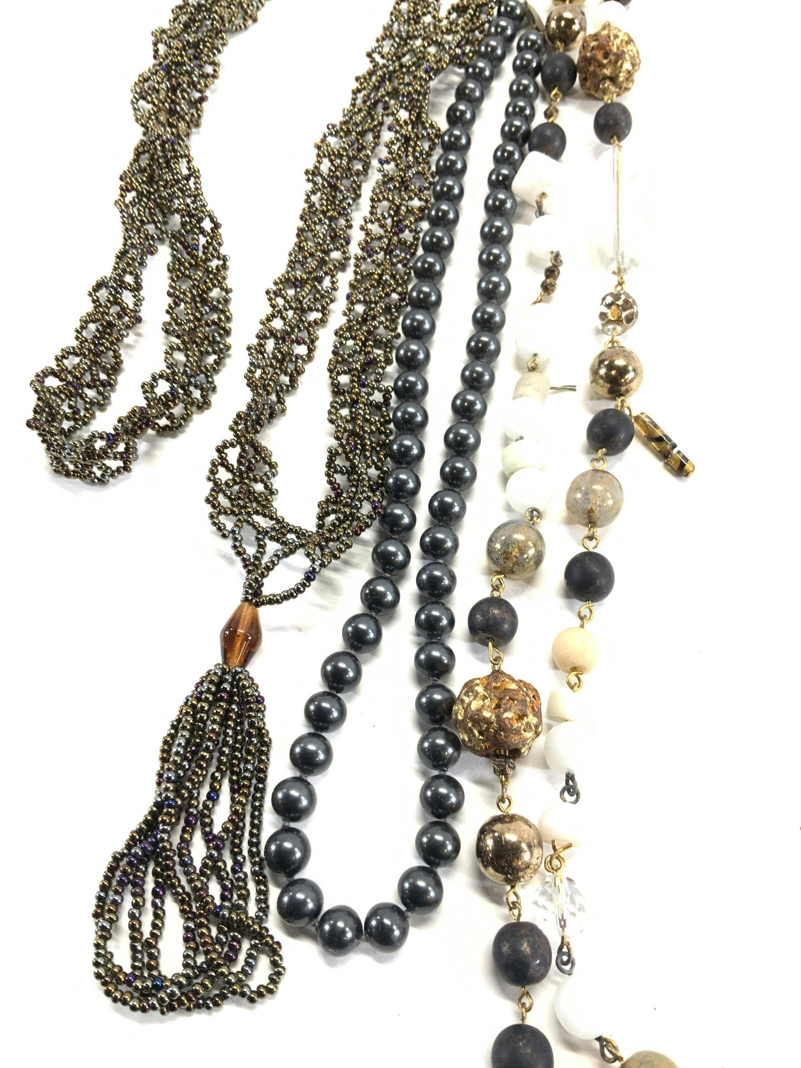Lot 3 Beaded Necklaces, Glass beads, Faux Pearls (1 of 10)