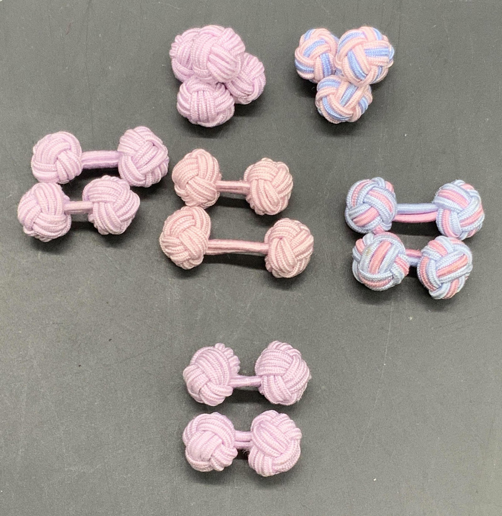 Group Lot Pastel Fabric Knot Cufflinks (1 of 8)