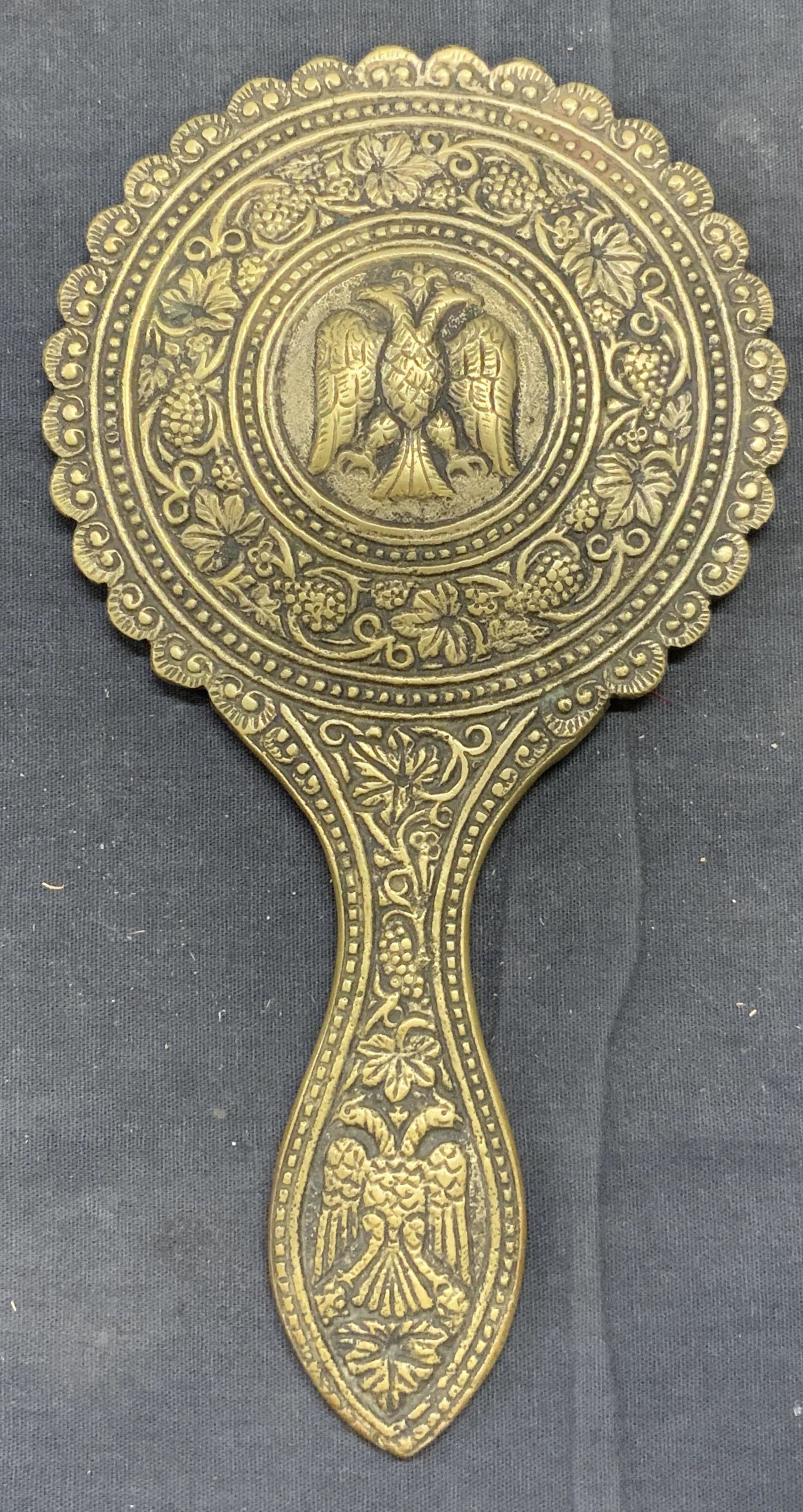 Antique Solida Brass Vanity Hand Mirror (1 of 7)