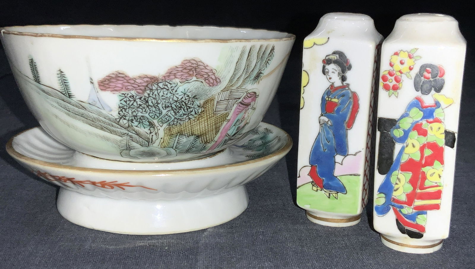 3 Stamped Asian Painted Porcelain Kitchenware (1 of 9)