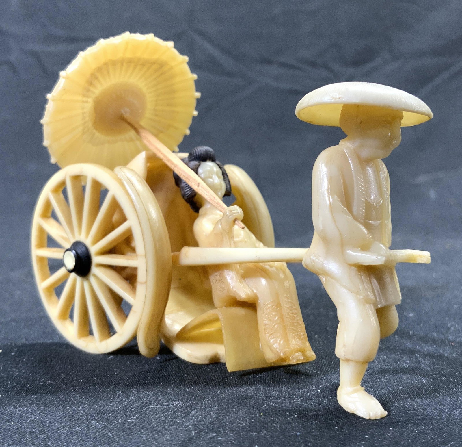 Vntg Celluloid Geisha In Rickshaw Figure (1 of 6)