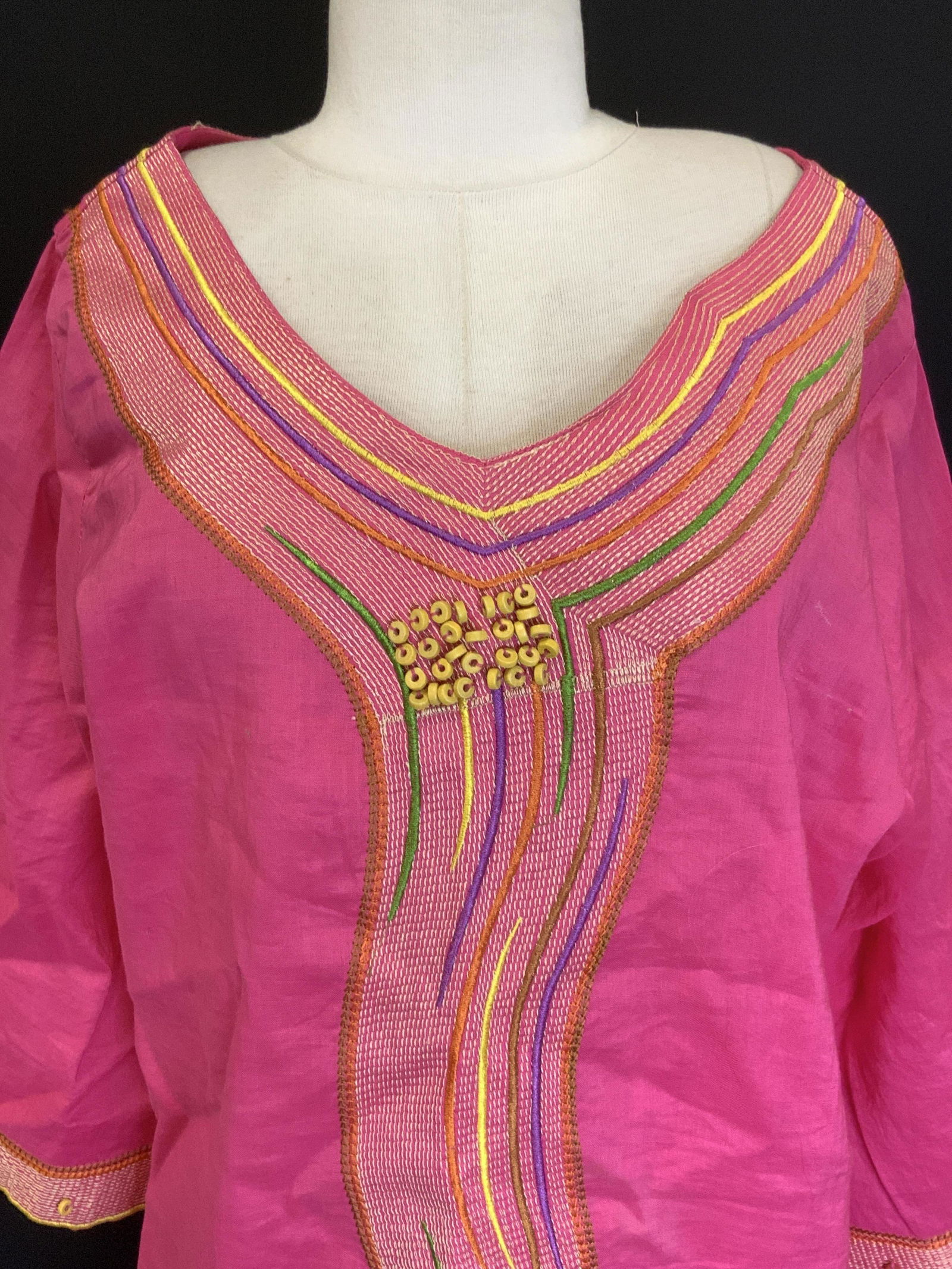 K7K Pink Embroidered Linen Moroccan Caftan, new (1 of 8)