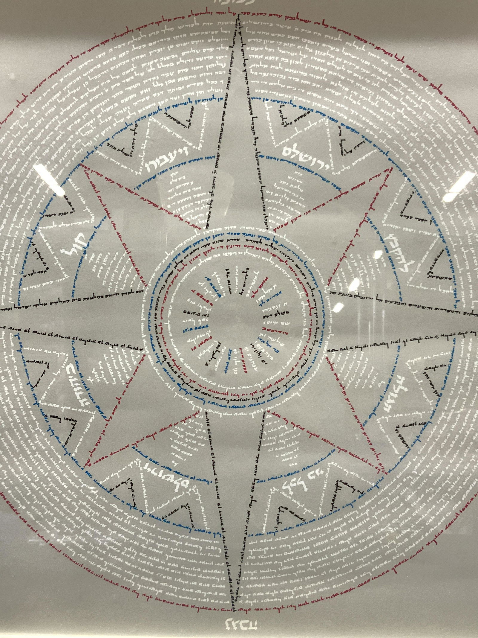 Framed Hebrew Compass Lithograph (1 of 9)