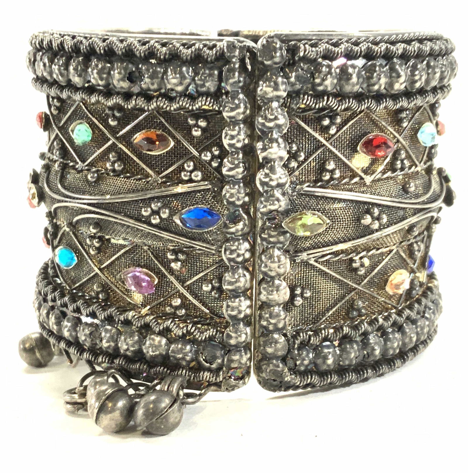Hand Crafted Multi Textile Metal Cuff Bracelet (1 of 6)