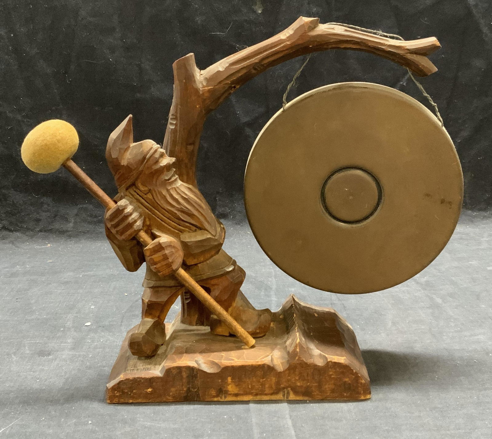 Hand Carved Wood Gnome Gong (1 of 6)