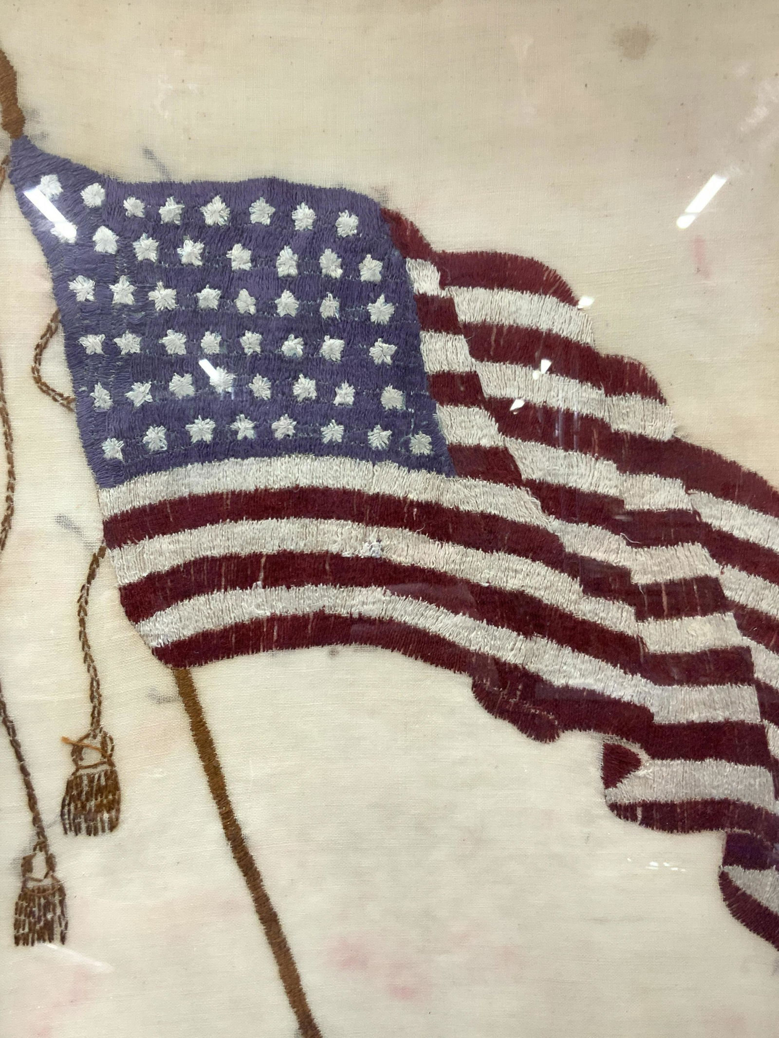 Antique 48 Star American Flag Embroidery Art (1 of 10)