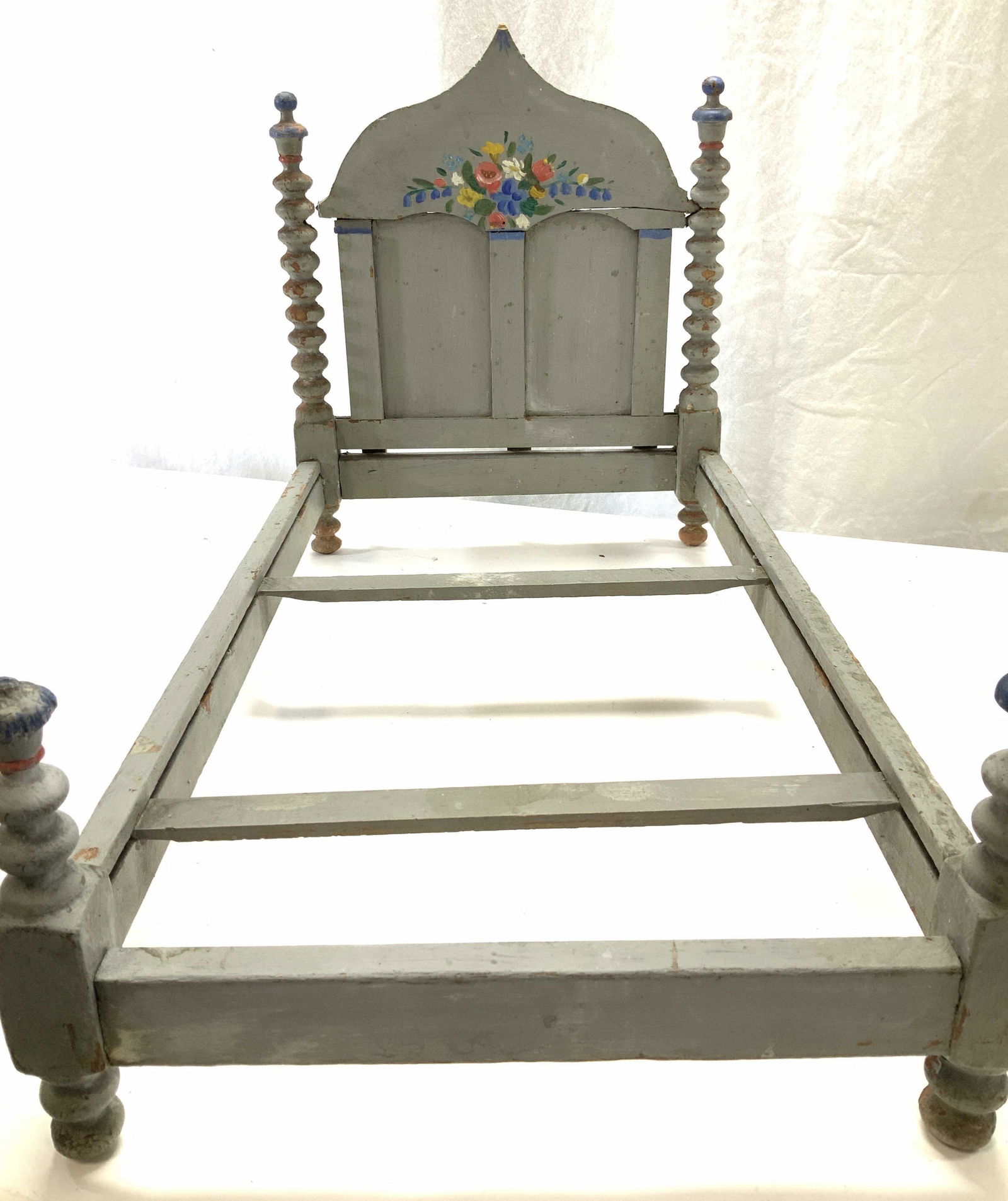 Antique Baby Doll Painted Wood Bed (1 of 9)