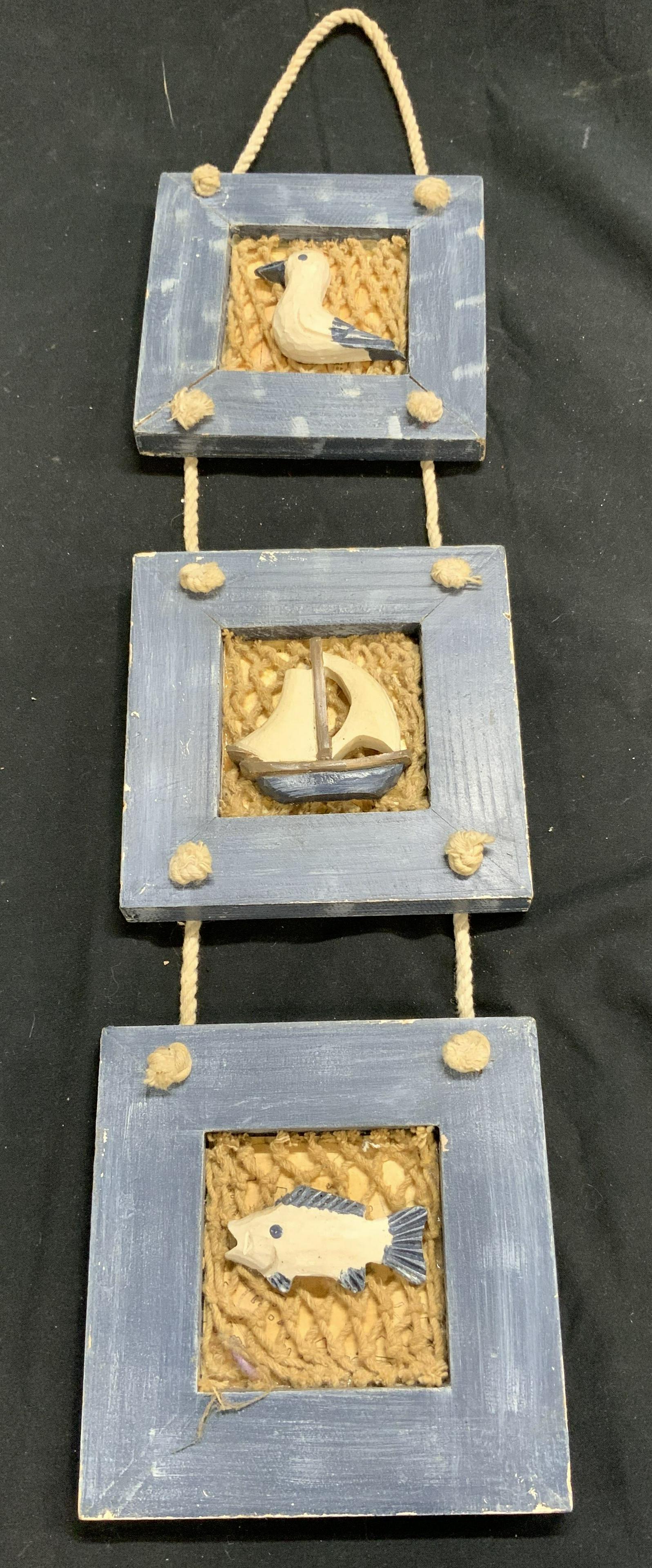 Framed 3 Tier Wooden Wall Hanging (1 of 8)