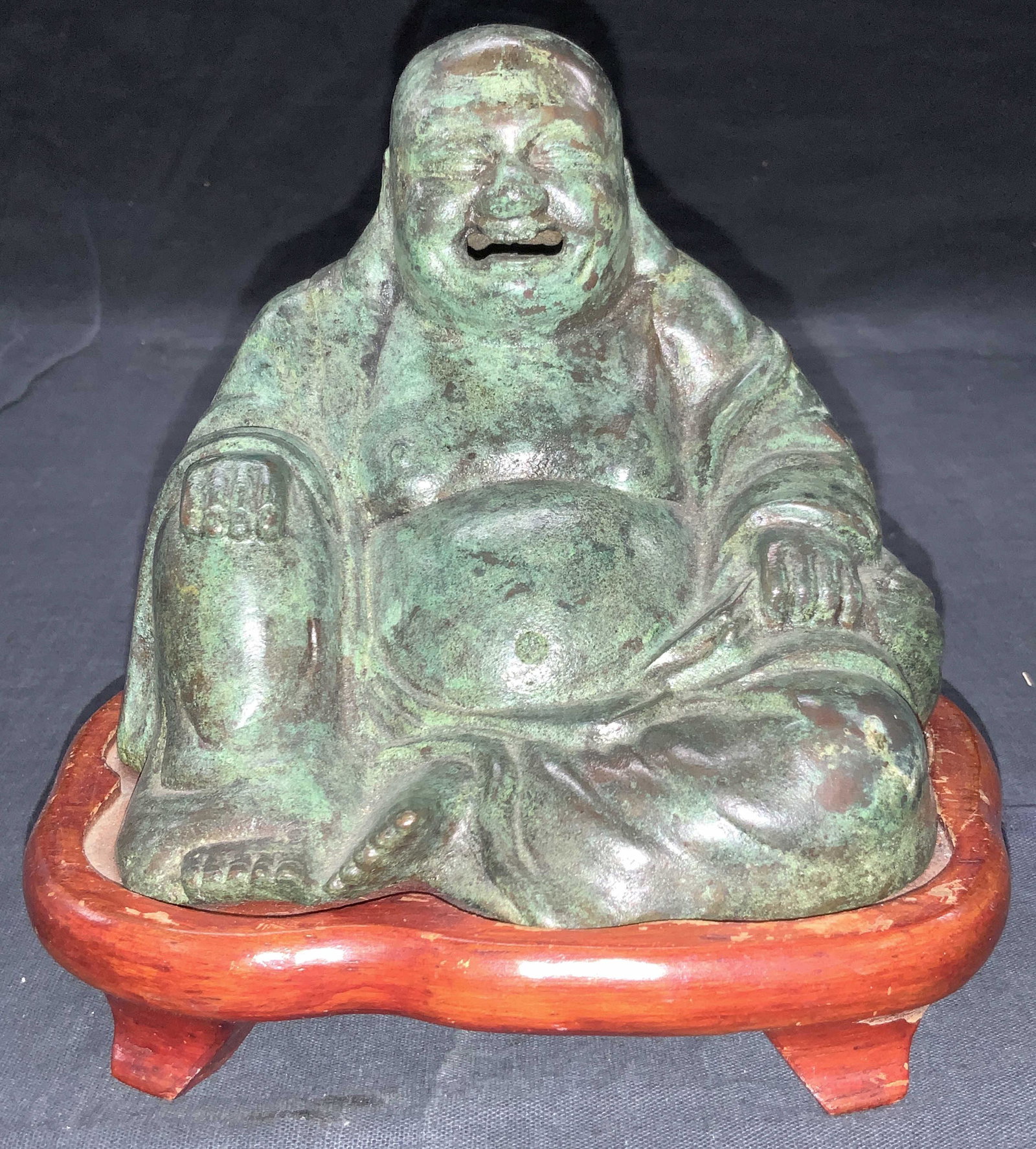 Cast Bronze Seated Laughing Buddha (1 of 10)