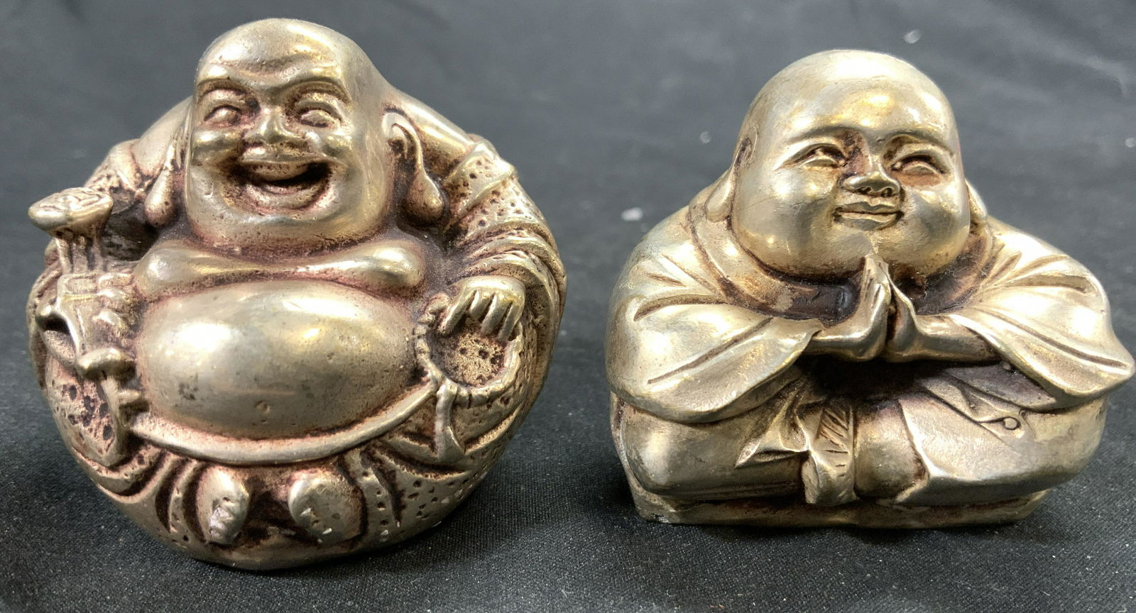 Lot 2 Seated Pewter Buddha Figures (1 of 7)