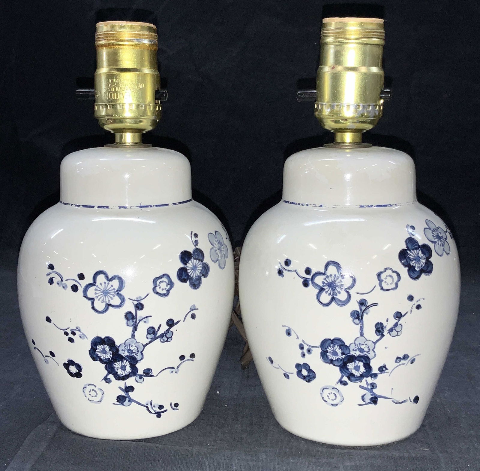 Pair 8 Inch Tall Hand Painted Ceramic Lamps (1 of 8)