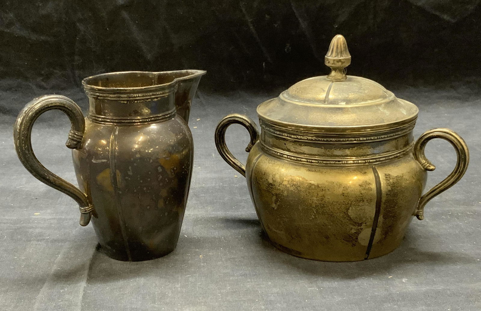 Lot 2 Vintage 800 Silver Sugar Bowl & Creamer (1 of 13)
