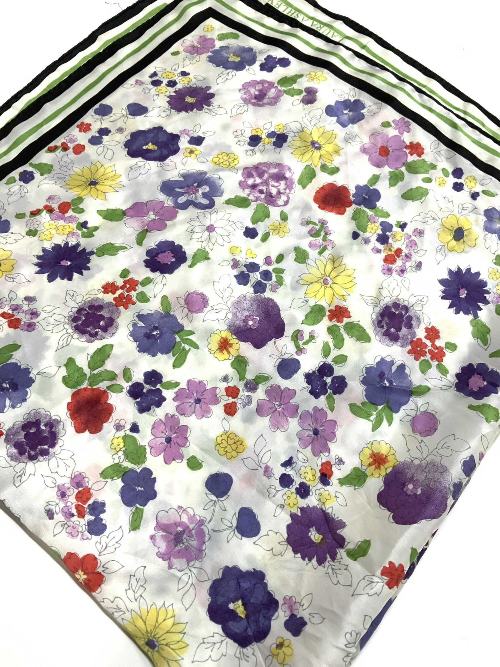 LAURA ASHLEY HAND ROLLED SILK SCARF (1 of 6)