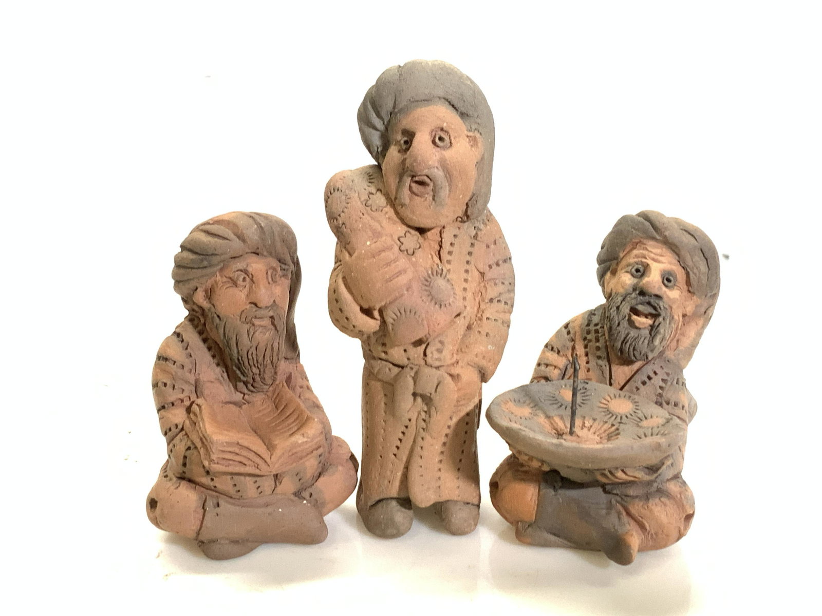 Set 3 Signed Terra Cotta Middle Eastern Figurals (1 of 6)