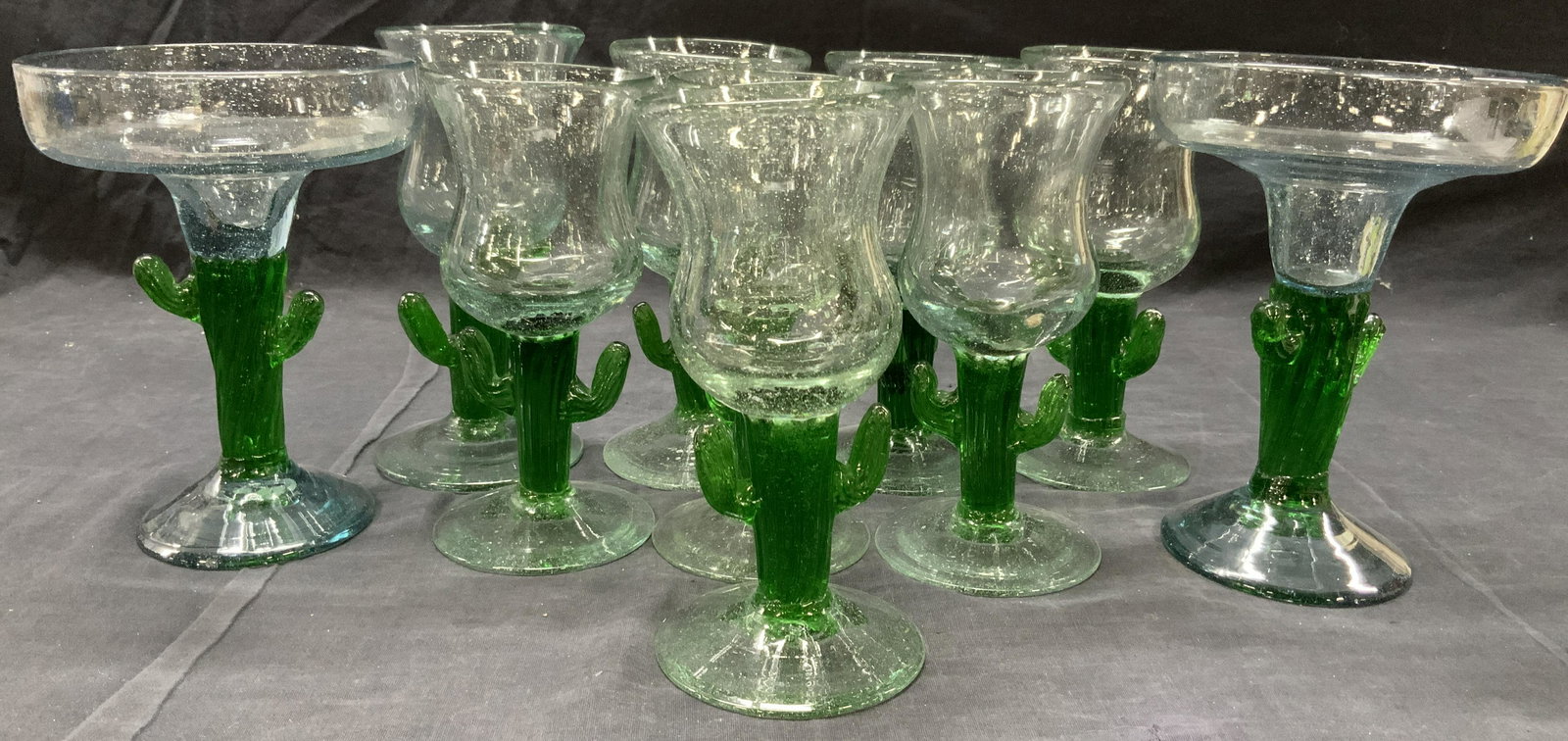 Set 10 Hand Blown Cactus Style Stemware (1 of 9)