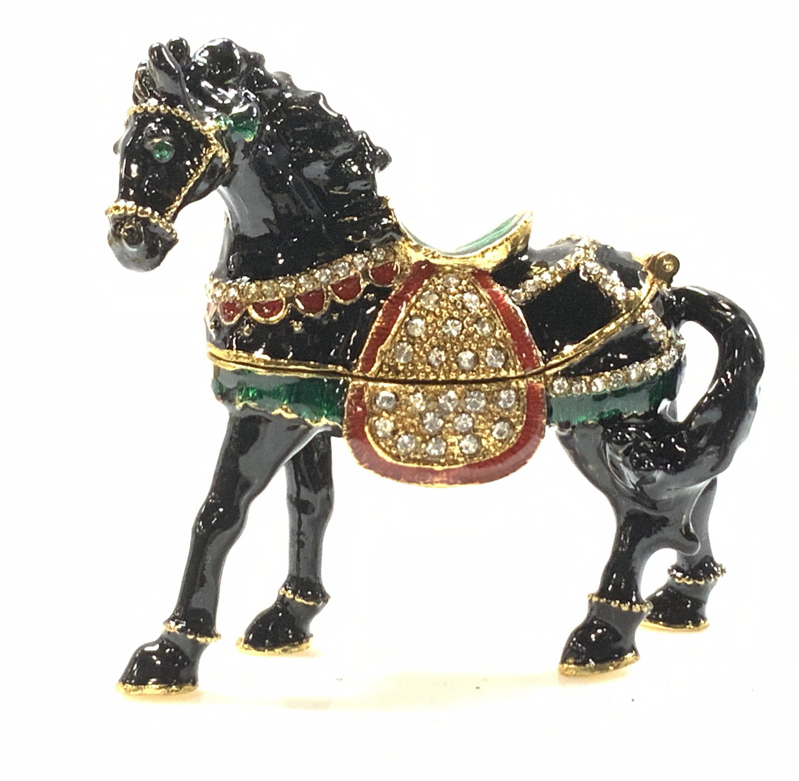 Qifu Enameled Horse Figural Pill Box, NIB (1 of 7)
