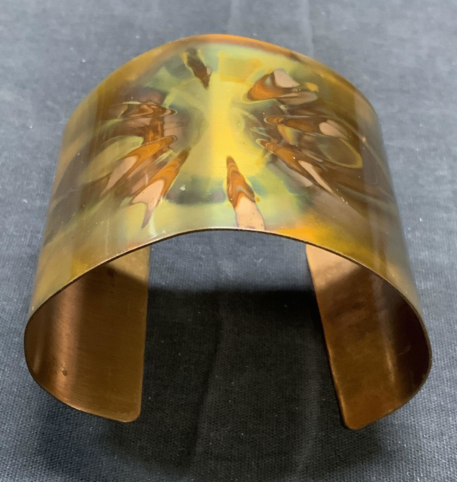 Signed Enameled Copper Cuff Bracelet (1 of 6)