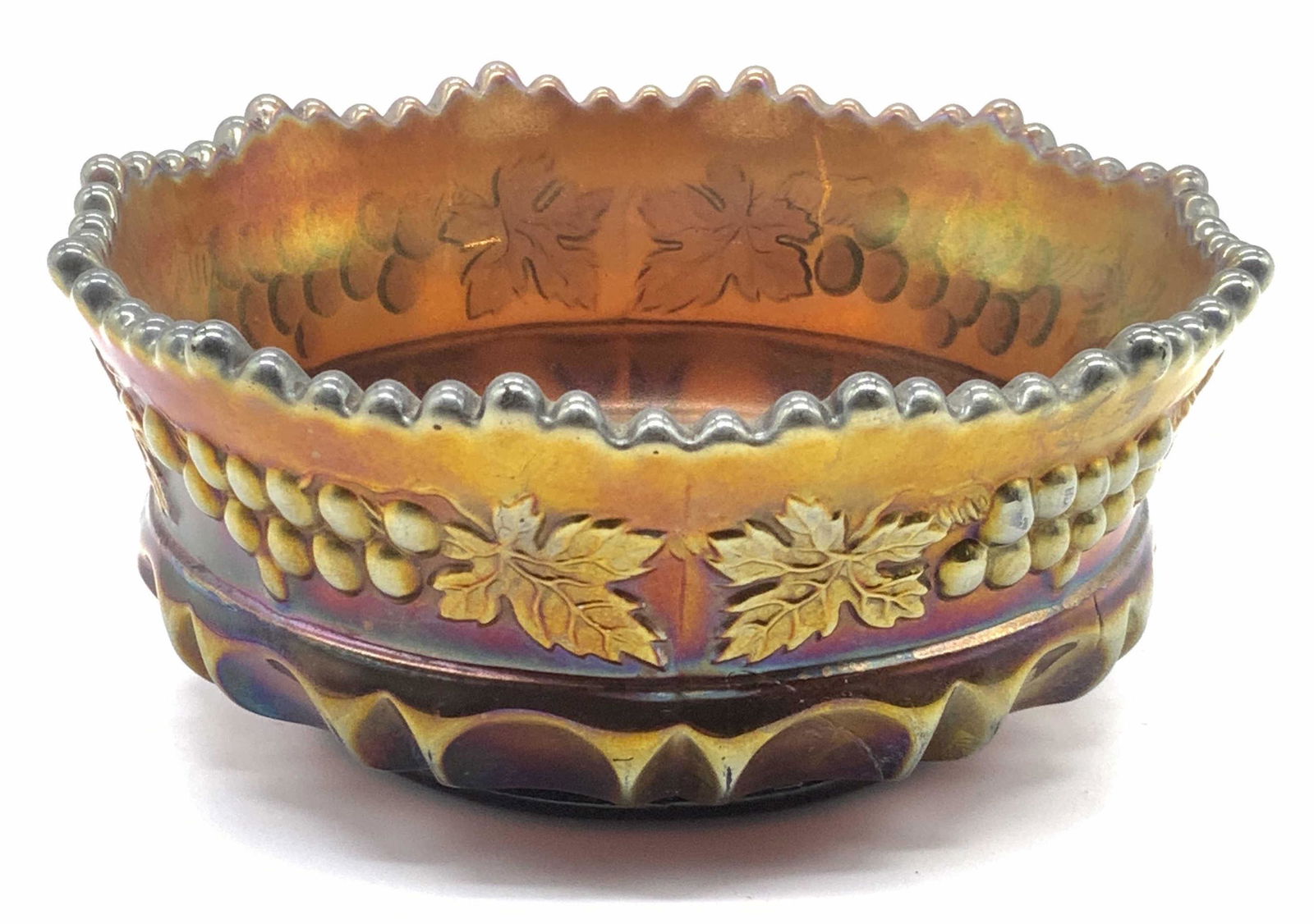 NORTHWOOD Copper Carnival Art Glass Bowl (1 of 6)