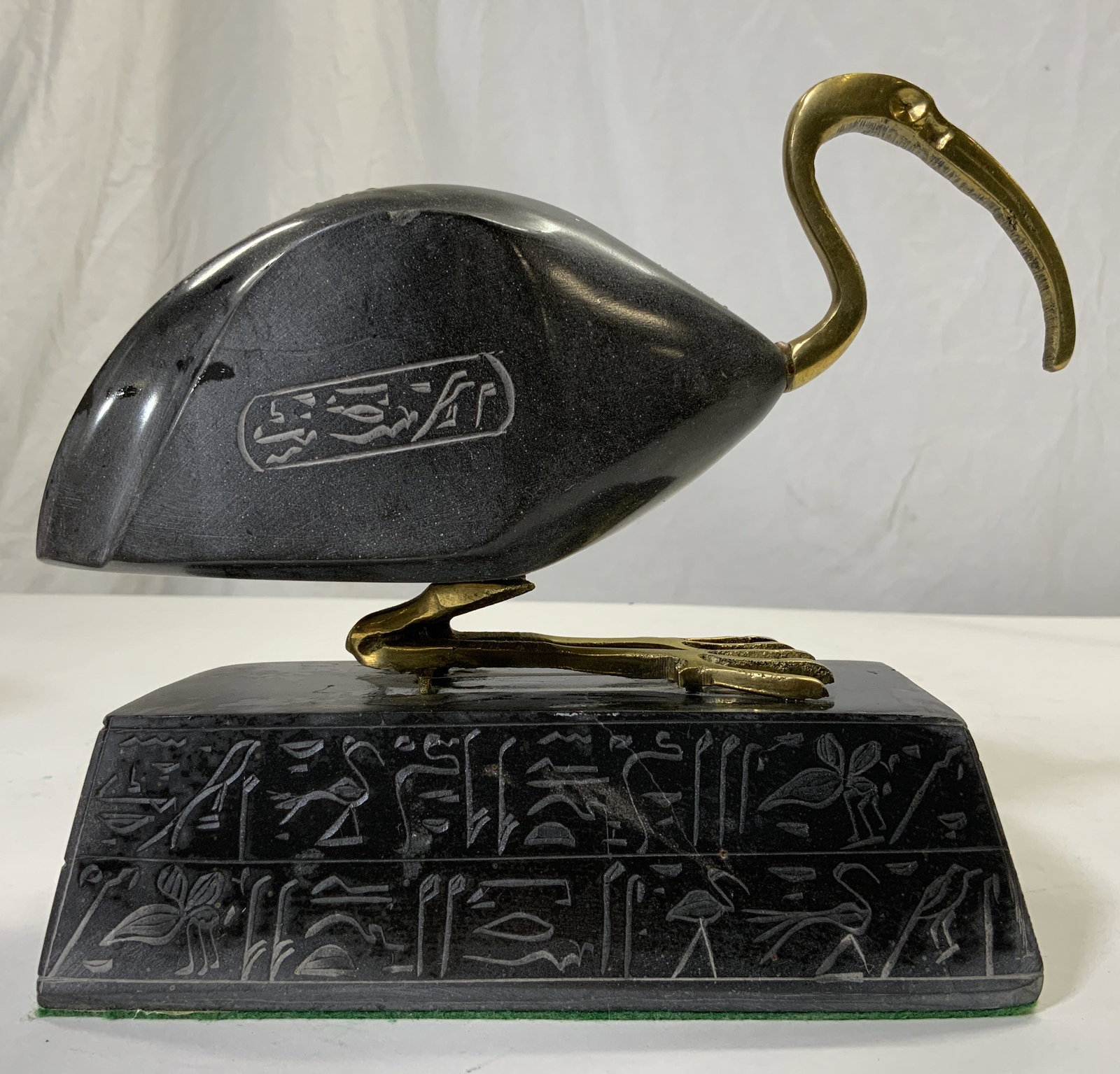Carved Stone & Brass Egyptian Ibis Sculpture (1 of 9)